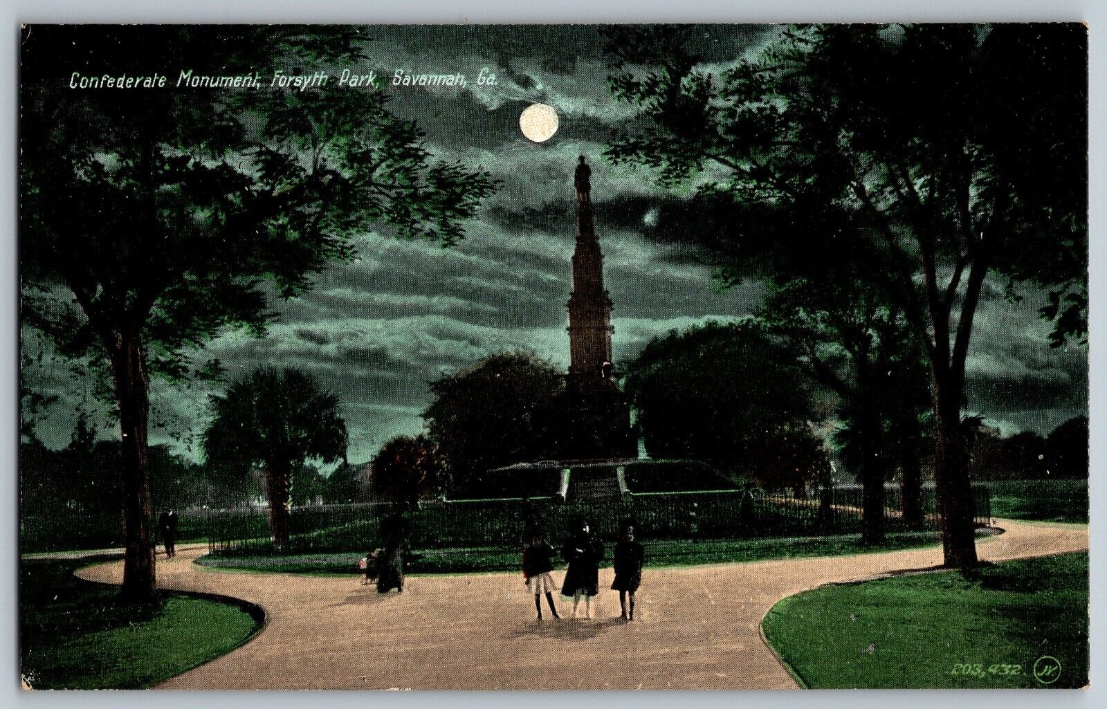 Savannah, Georgia - Confederate Monument - Forsyth Park - Vintage Postcard