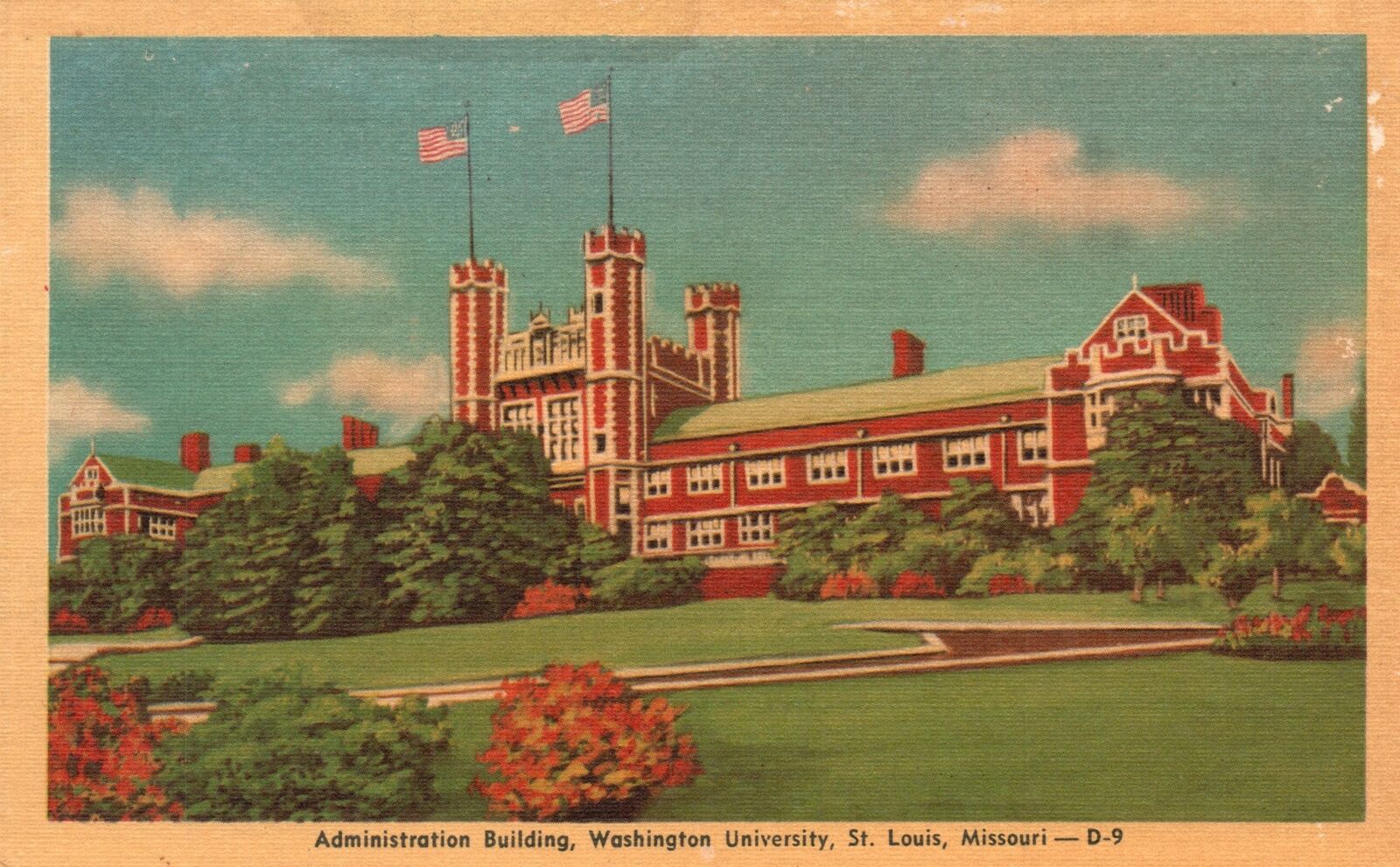 Vintage Postcard 1930\'s Admin. Bldg. Washington University St. Louis Missouri MO