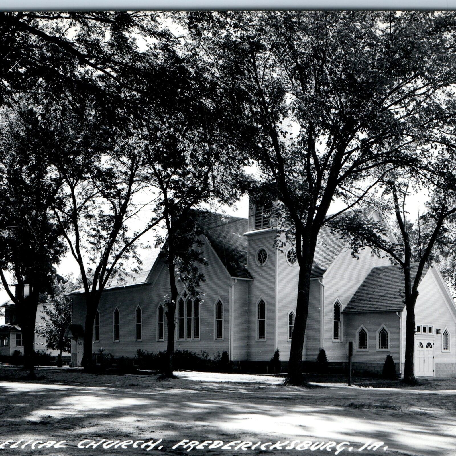 c1950s Fredericksburg, IA RPPC Evangelical Church Chapel Building Photo PC A108