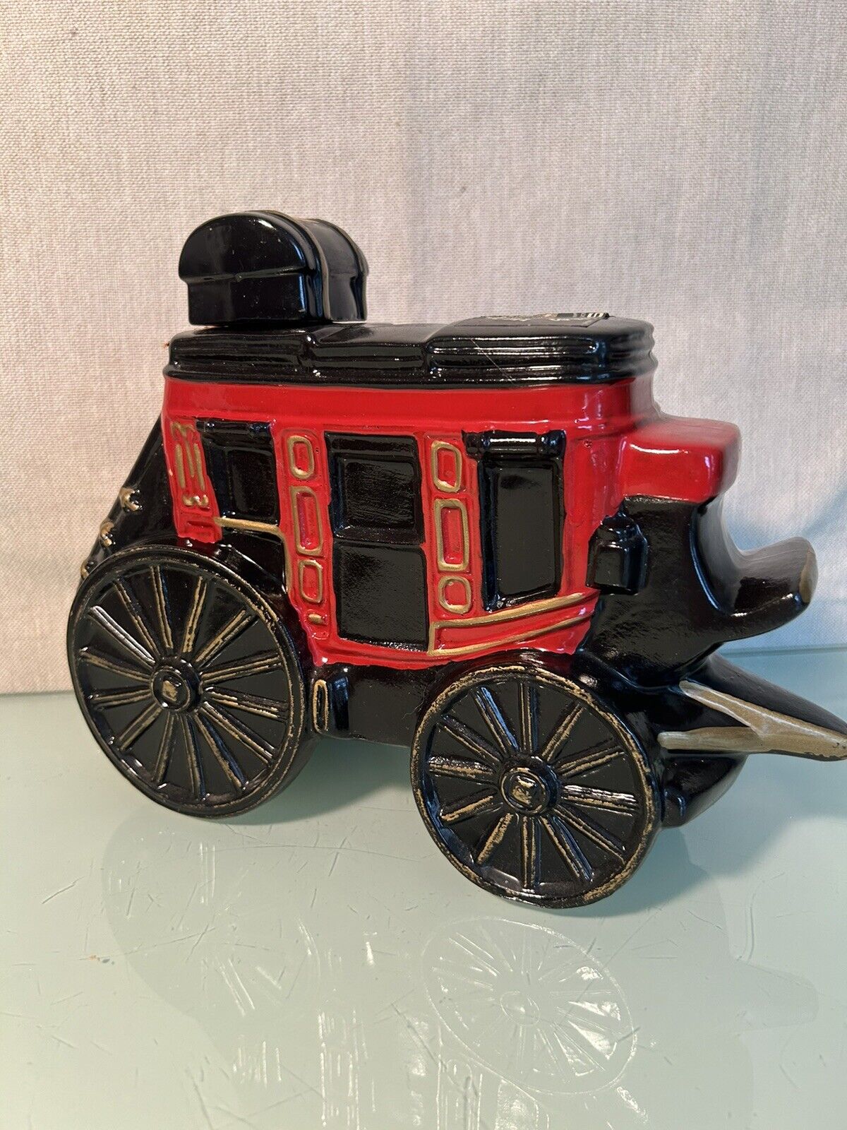 Vintage 1978 Michter\'s Whiskey Red/Black Stage Coach Decanter 1 of 3600 Empty