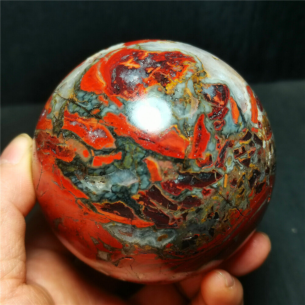 TOP 720G Natural Warring States Red Agate Crystal Sphere Ball Healing BWD813