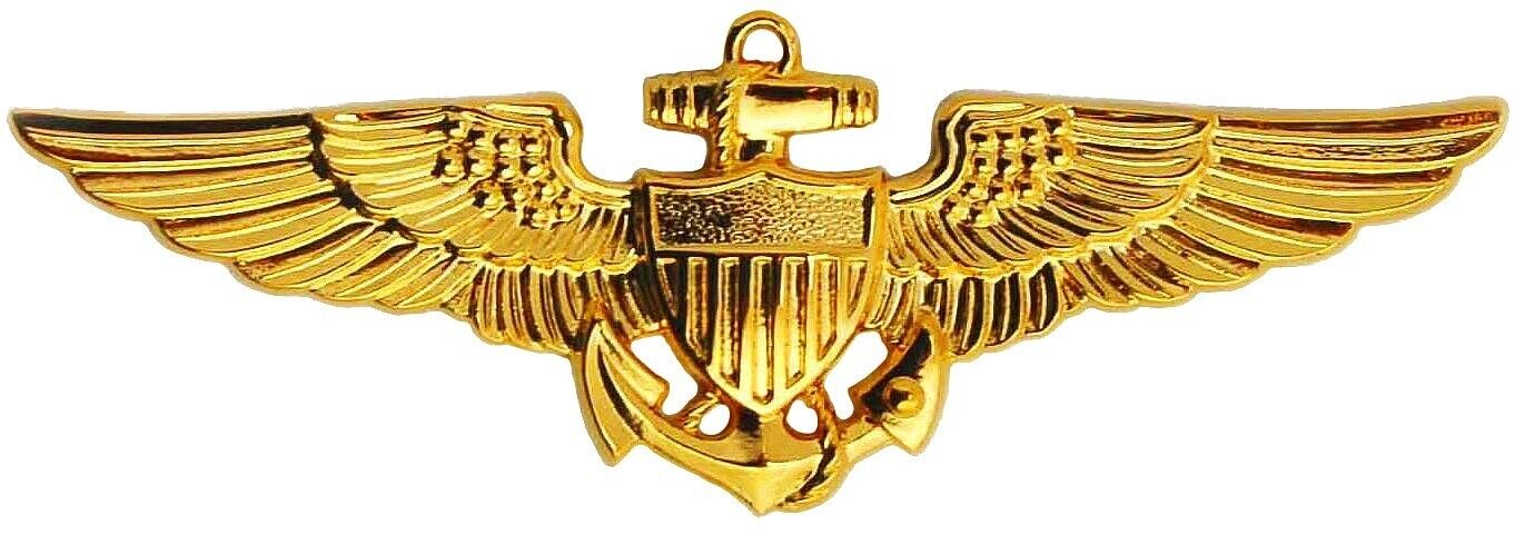 US Navy Aviation Wing Badge Naval Aviator Pilot Pin Insignia Gold Plated USN-AVB