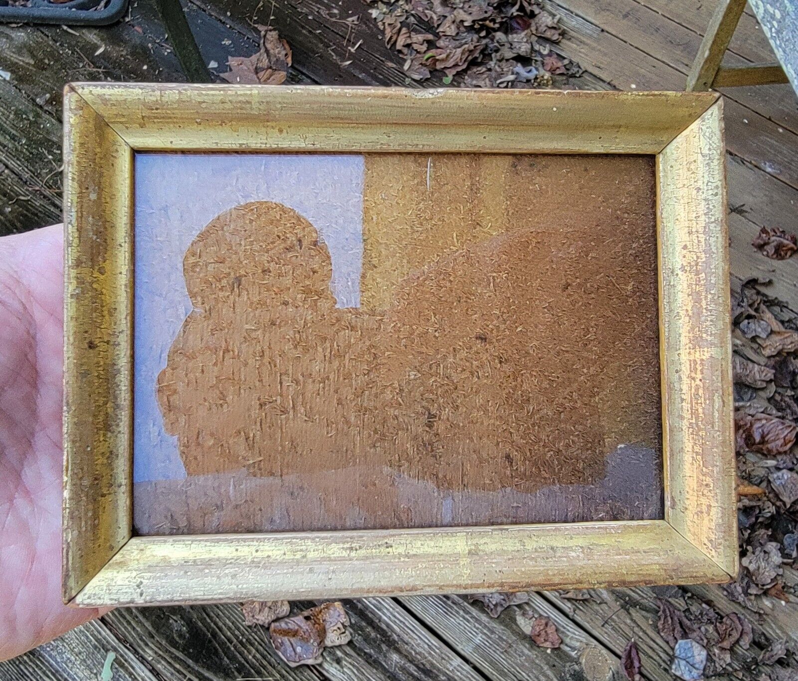 c1820 American Federal Ogee Gilded Miniature Silhouette 3 5/8 x 4 7/8 Frame