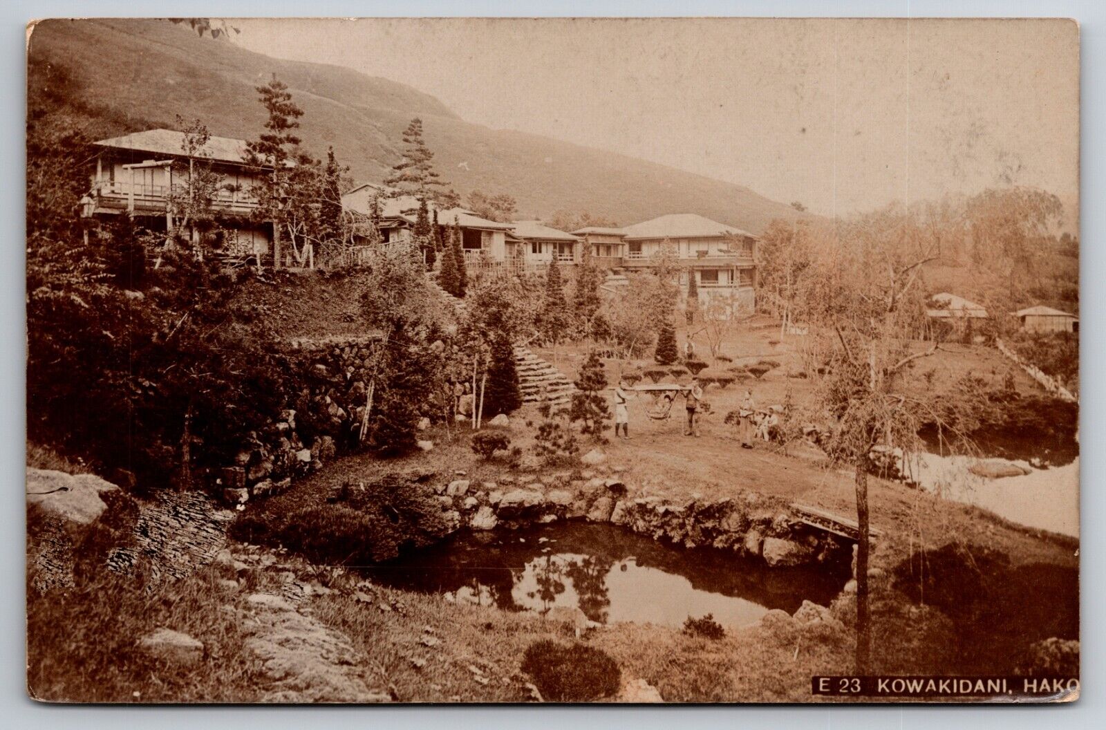 View of Town & Houses Kowakidani Hakone Japan 1912 Real Photo RPPC