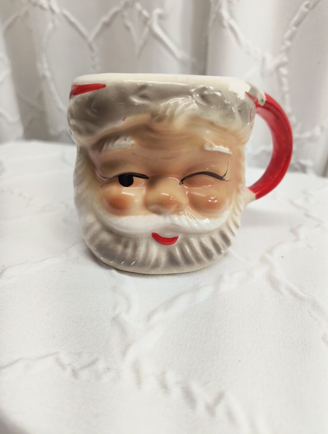 Vintage Winking Santa Mug Brinn’s Japan Face Head Cup TX747 MCM Retro Christmas