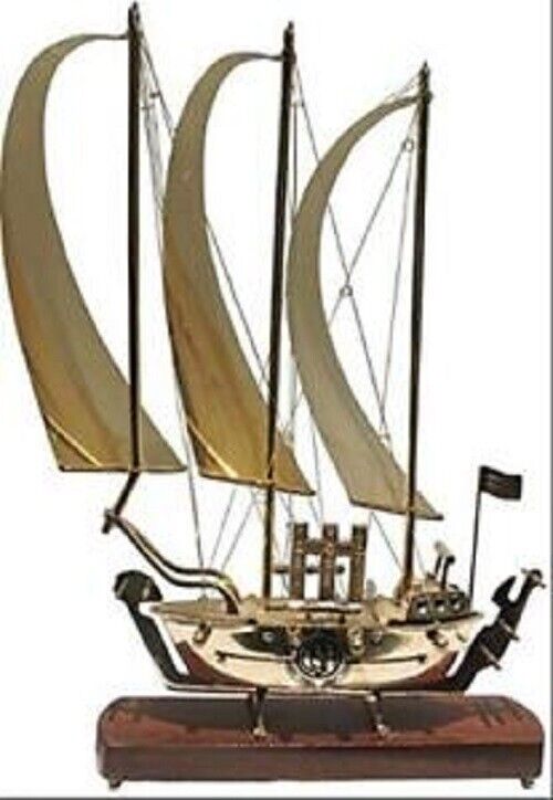 Brass Ship/Boat/Titanic with Wooden Base, Showpiece Item,12 inch (12\