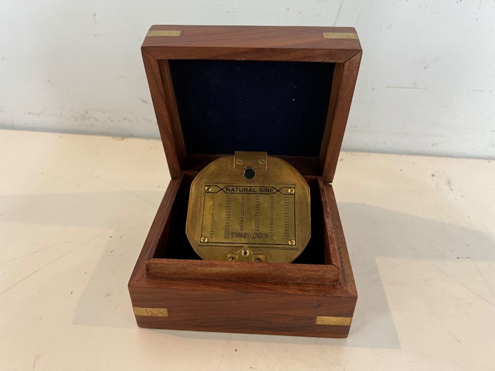Vintage London Stanley Brass Nautical Compass with Original Box