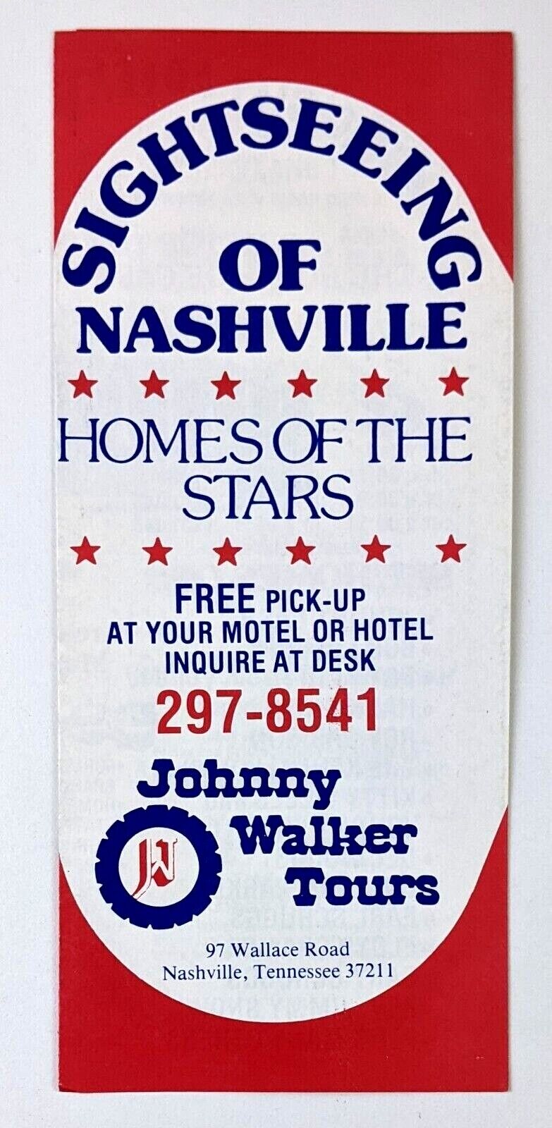 1970s Johnny Walker Tours Nashville TN Sightseeing Stars Homes VTG Brochure 