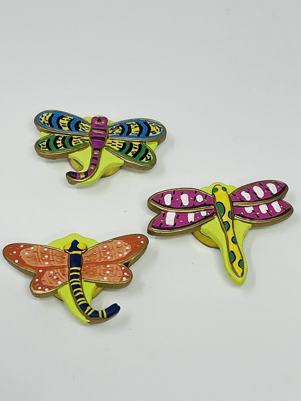 Lot of 3 Quacker Factory Button Covers Colorful Dragonflies