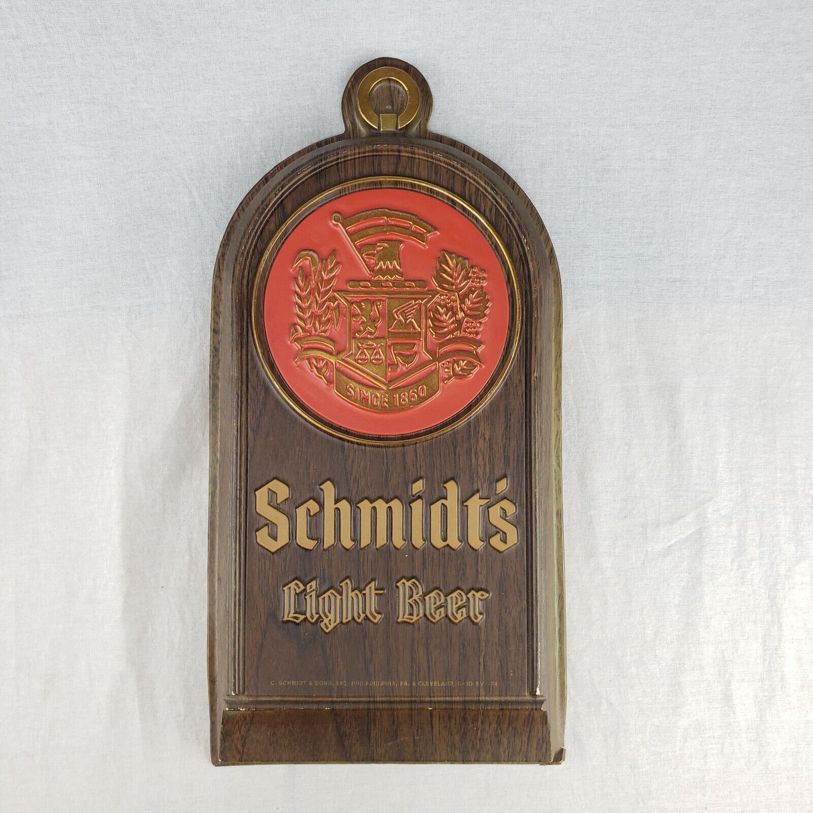 Rare Vintage Schmidt\'s Light Beer Sign Christian Schmidt & Son Phila Since 1860
