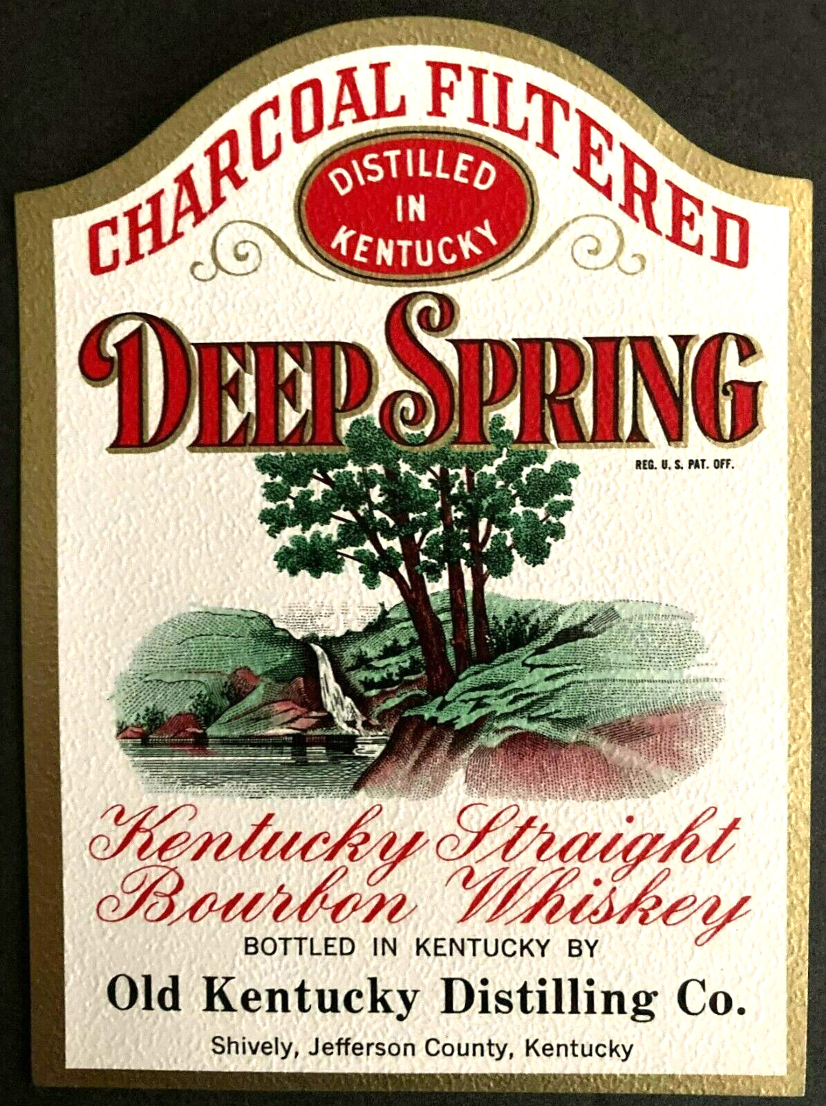 1950s Deep Spring Kentucky Straight Bourbon Whiskey Label Superb Graphics \