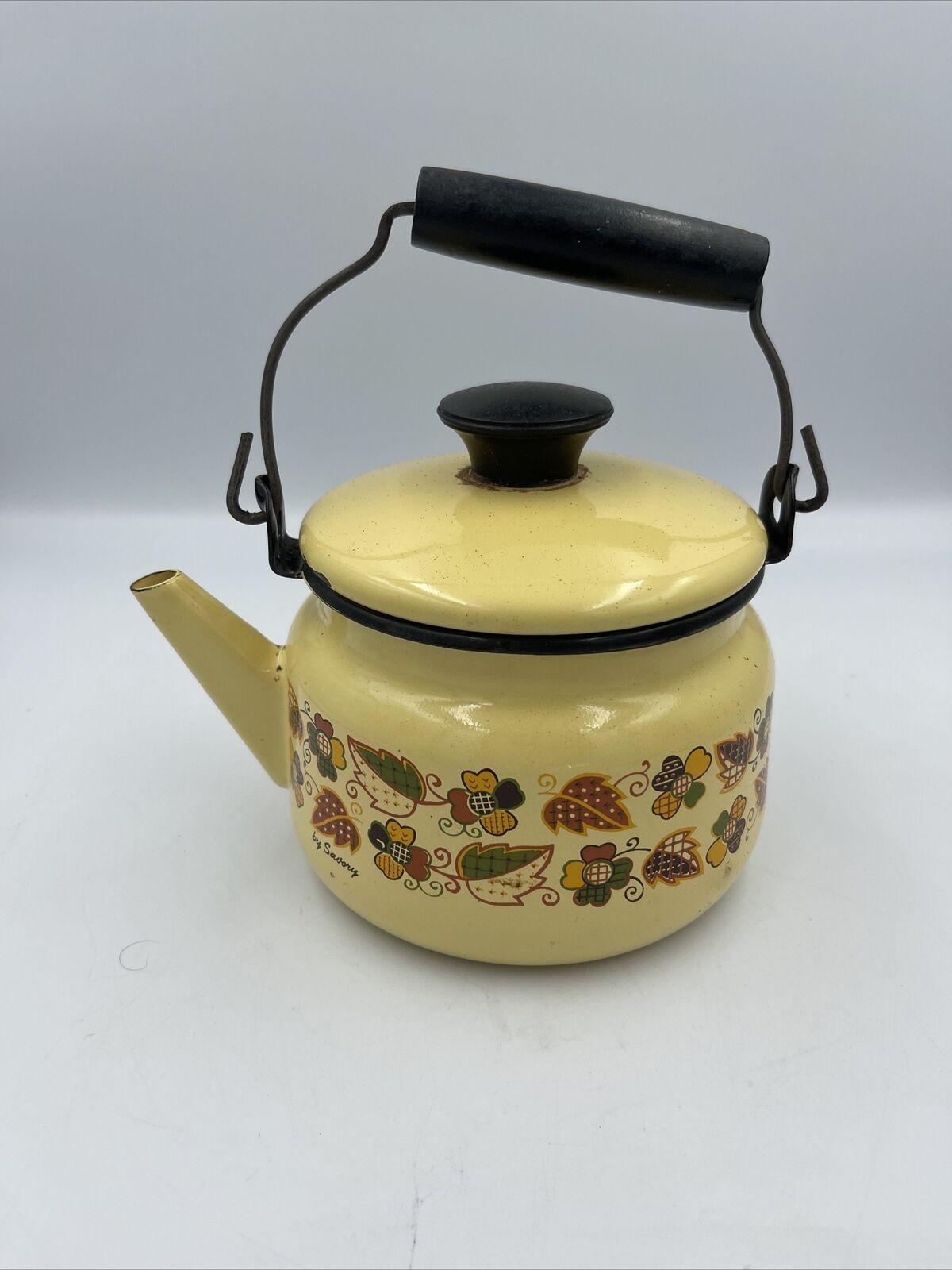 Vintage Cera-met fast heat SAVORY Enamel tea kettle