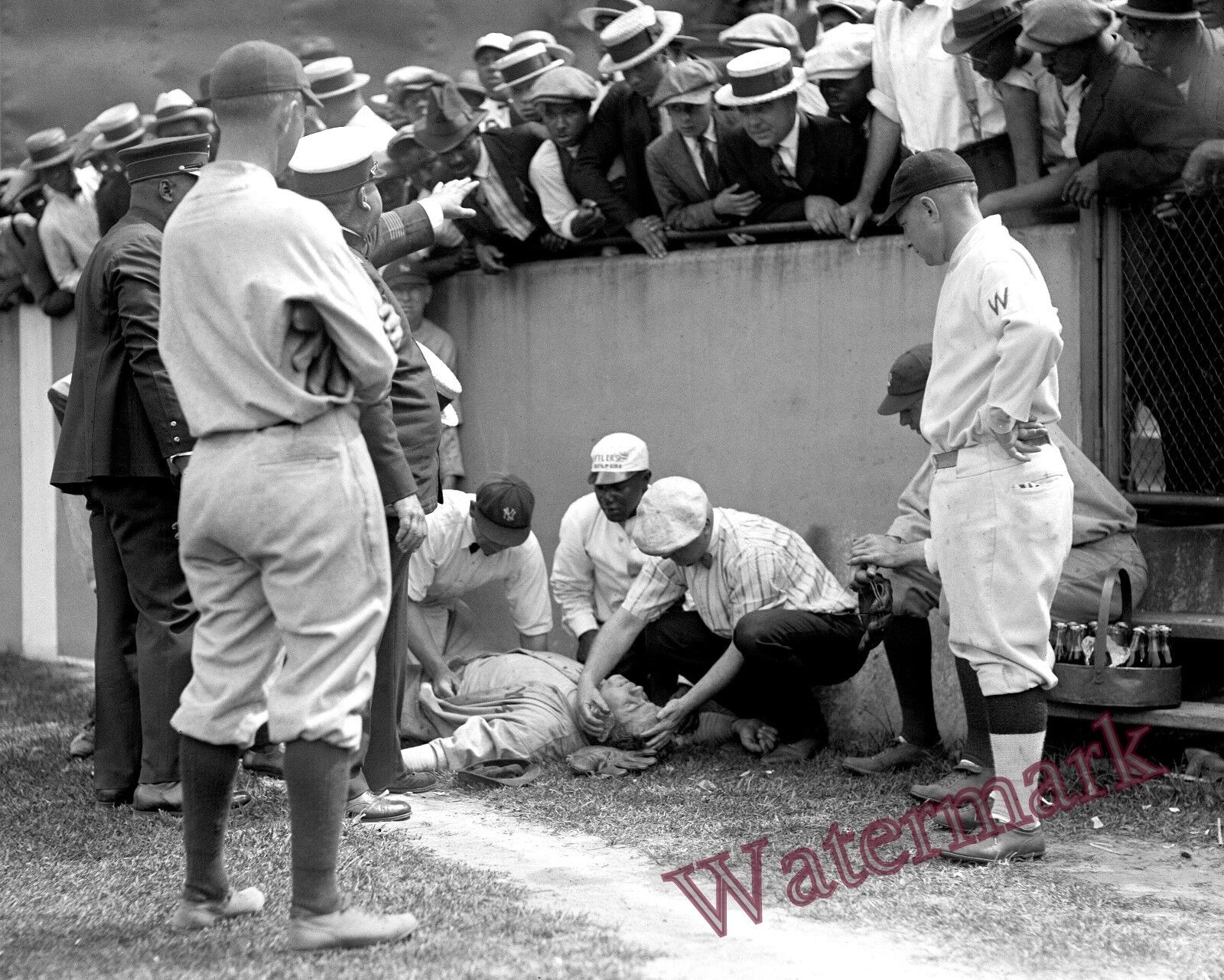 Baseball Babe Ruth Knocked Out at Griffith Stadium Year 1924 8x10 Photo