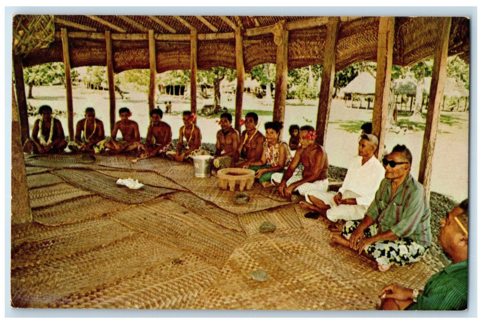 c1960\'s Traditional Kava Ceremony Savaii Village Western Samoa Postcard