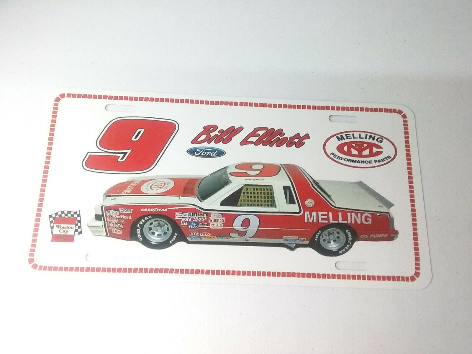 Vintage looking melling Racing Team BILL ELLIOTT -  9 License Plate  1980s 