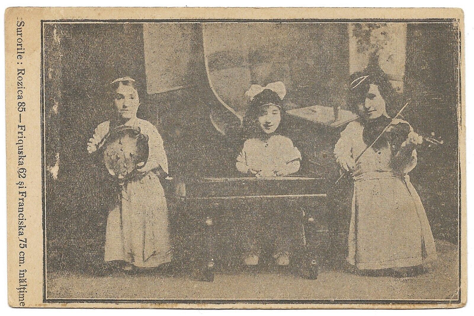 EXTREMELY RARE ROMANIA DWARF Midget SISTERS TROOPS Circus ANTIQUE 1900 PHOTO
