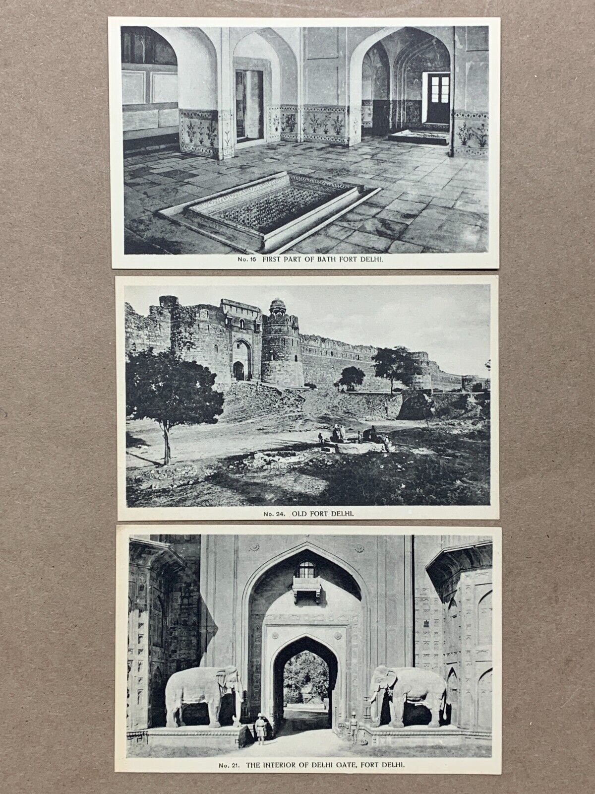1920s LOT of 3 Old FORT DELHI India Purana Qila Vtg Postcards UNUSED
