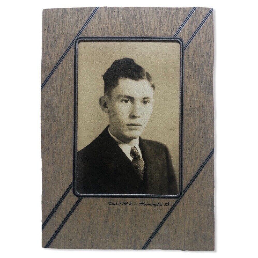 1930s 1940s Dapper Young Male Collegiate School Boy Sepia Studio Photograph