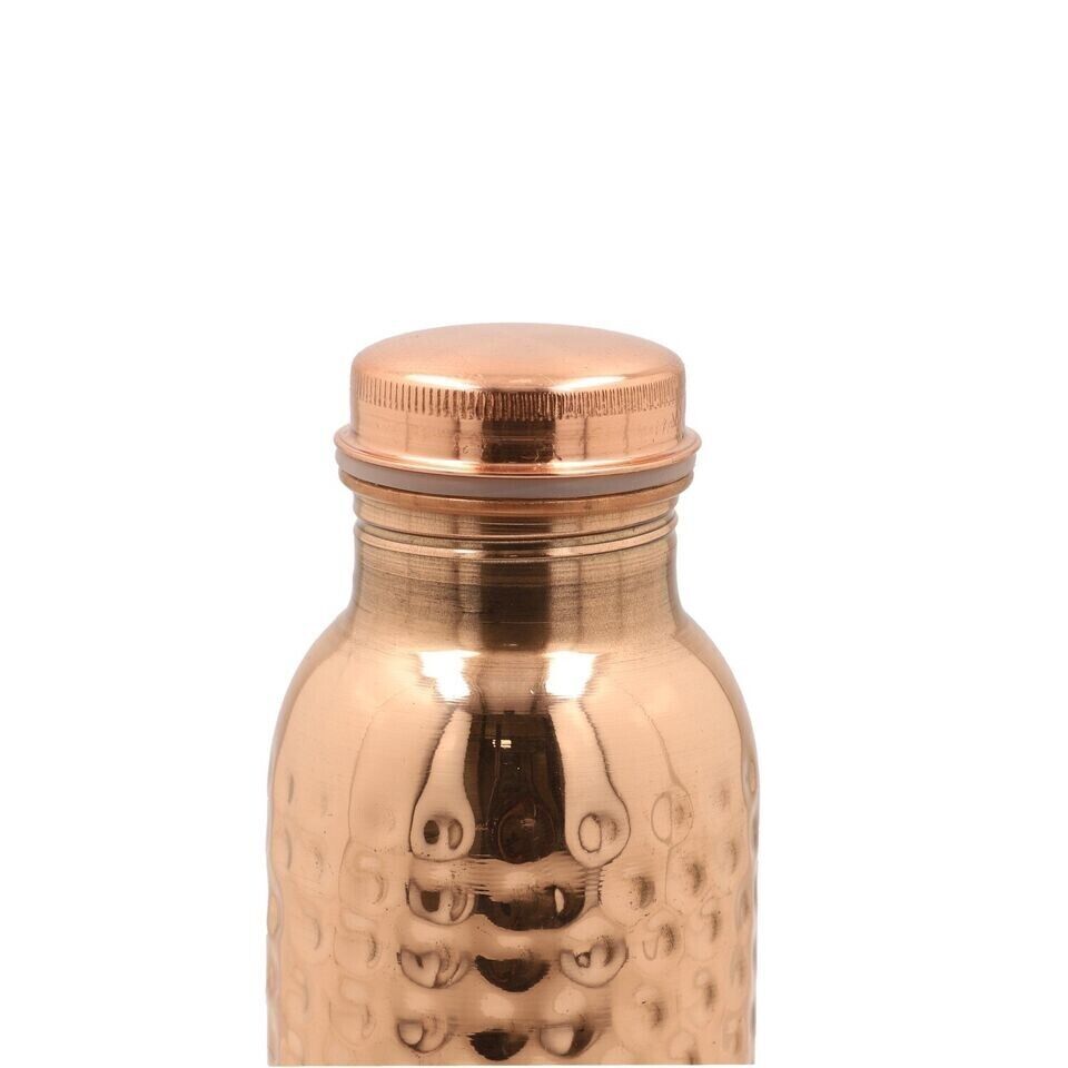 34oz Pure Copper Water Bottle - Handmade Hammered Finish - Ayurvedic Health USA