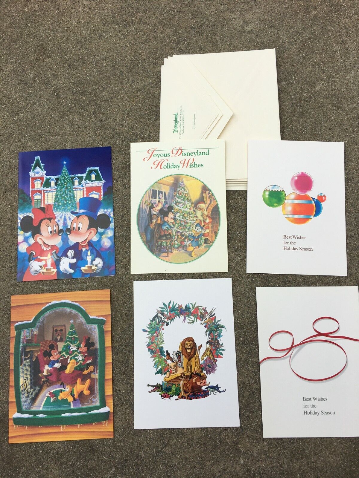 (6) 1990's Disneyland Corporate Employee Member Only Christmas Unused Cards