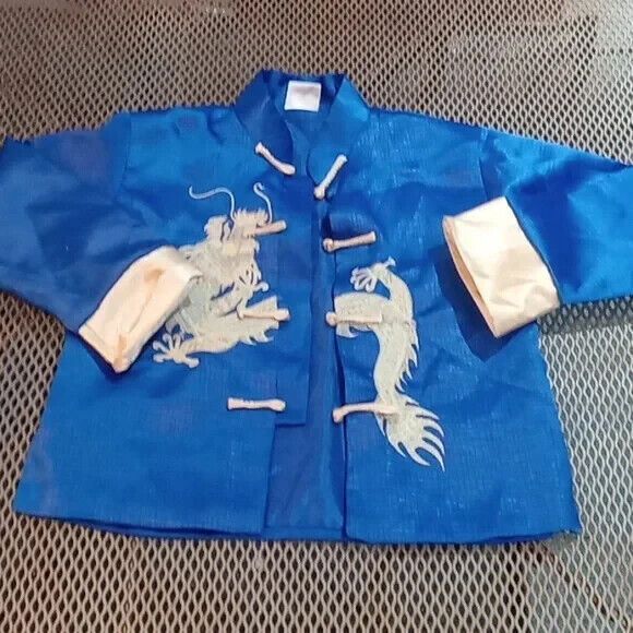 Vintage Embroidered Silk Textile Childrens jacket shirt xs/s
