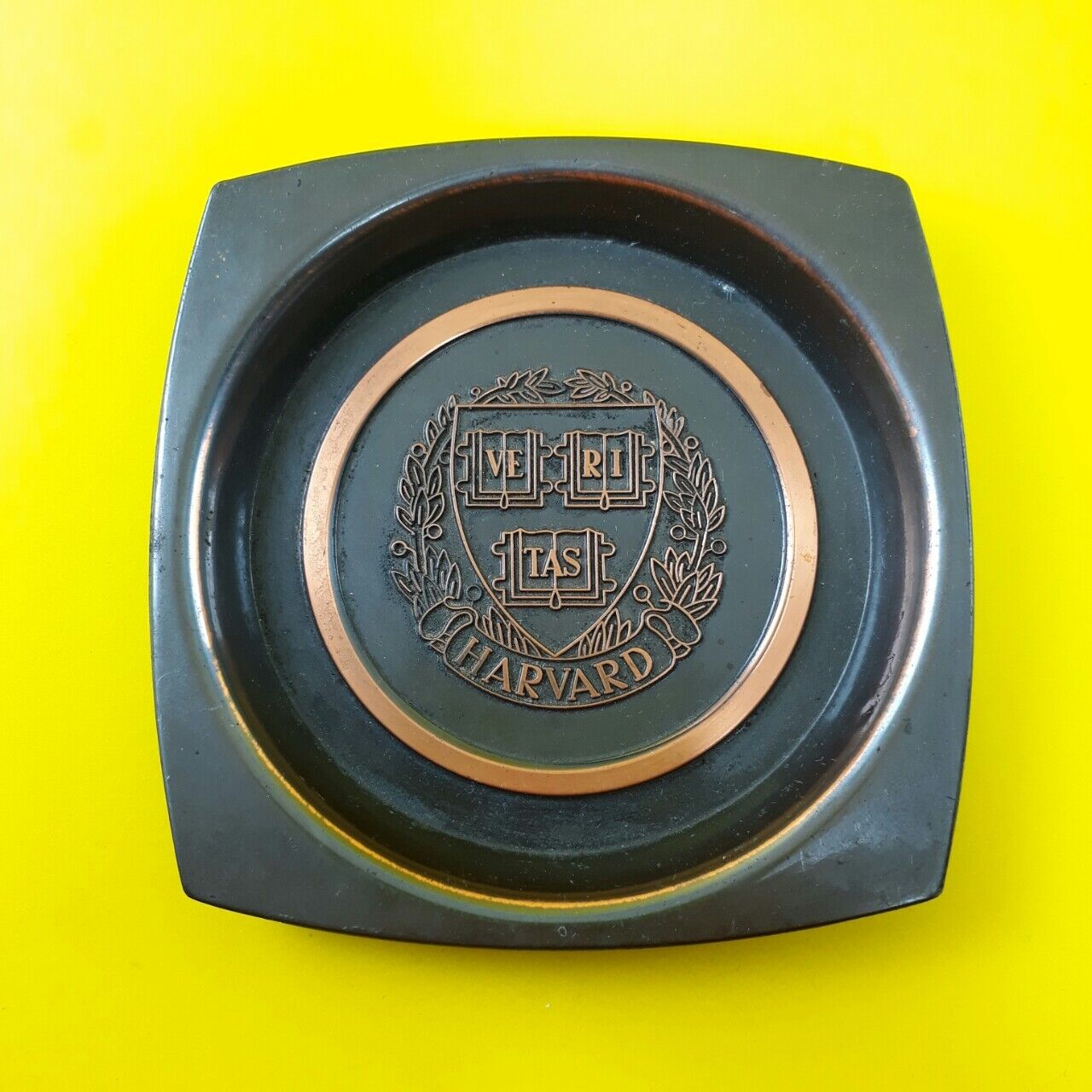 Antique Metal Coaster Memorable Graduation Souvenir Harvard University Decor