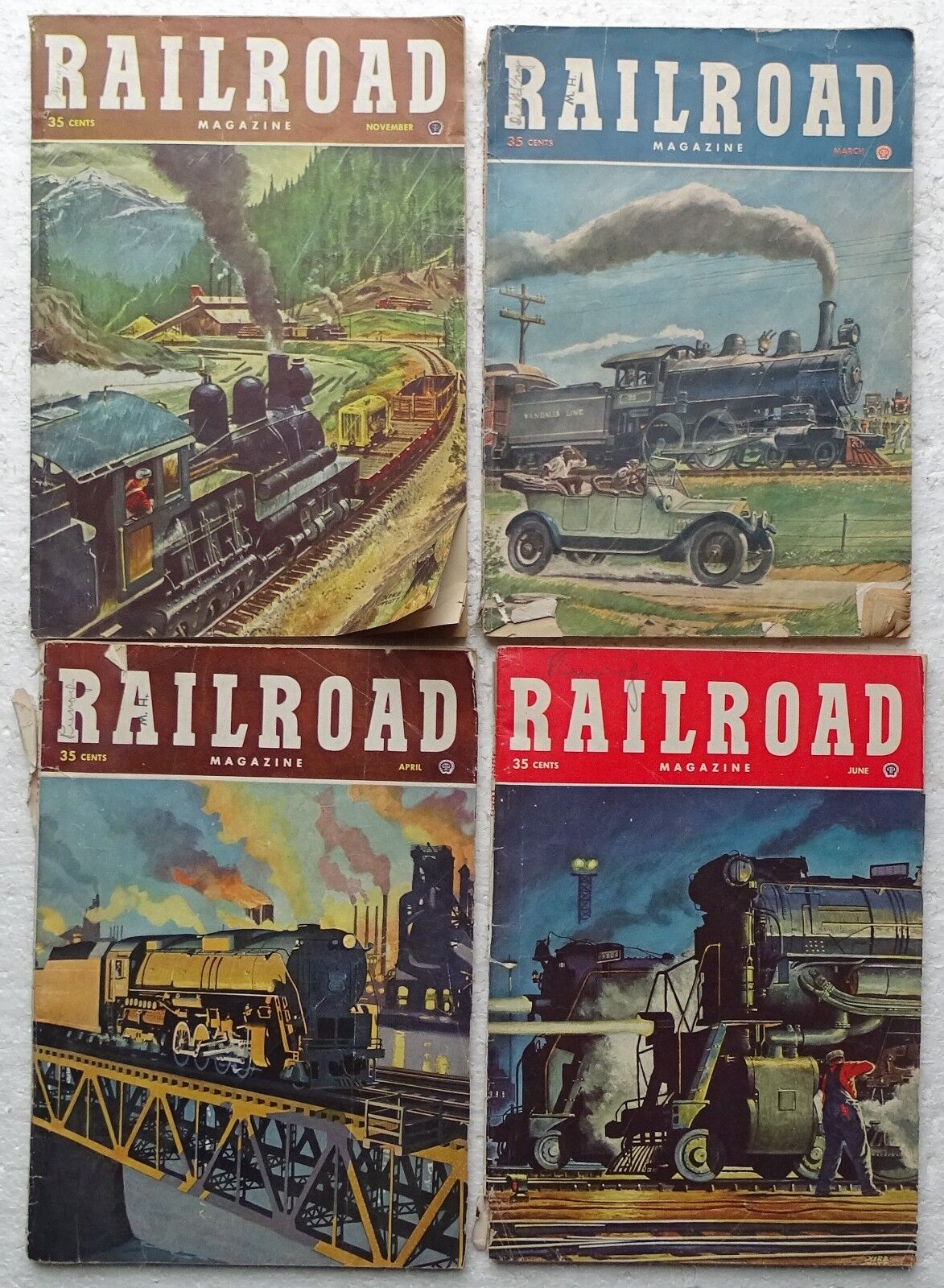 (4) 1950 Railroad Magazines (Herb Mott & Frederick Blakeslee) Rio Grande, etc.