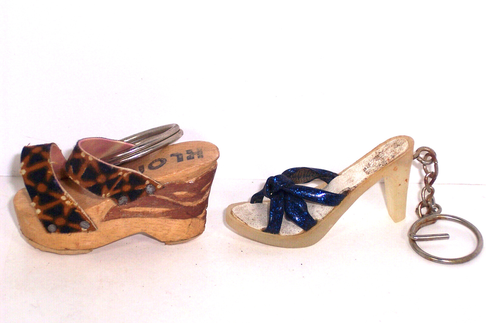 Vintage Keychains Ladies Shoes High Heel Sandal Klonks  Wedge