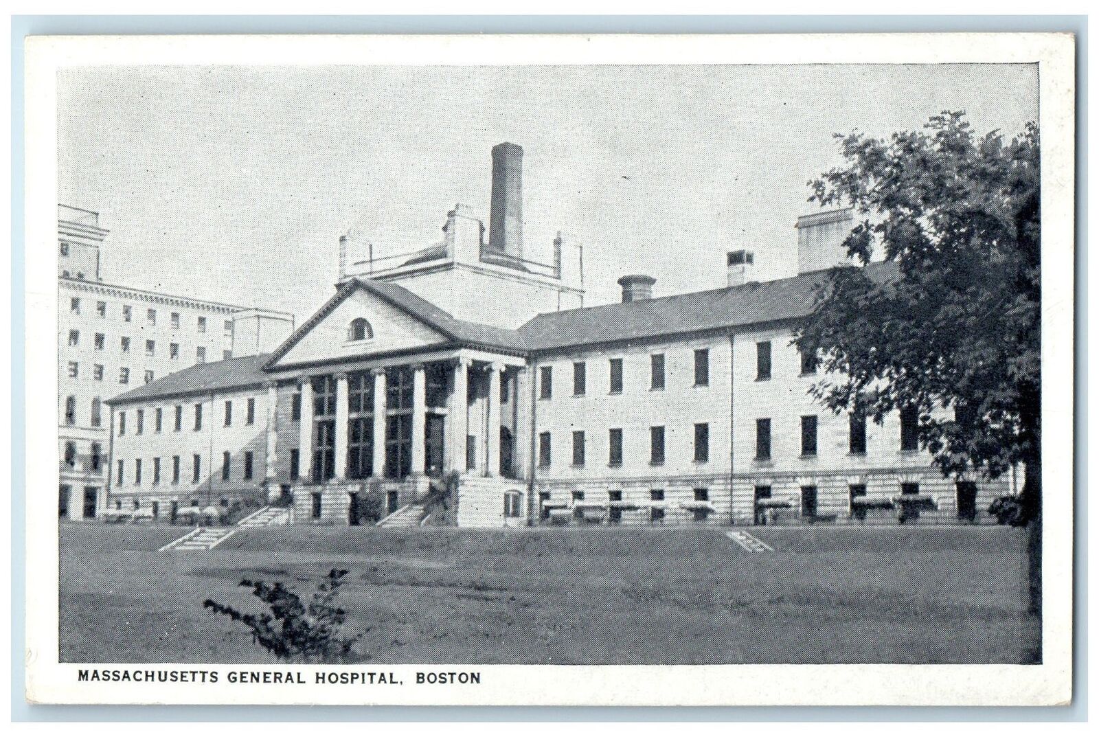 c1920\'s Massachusetts General Hospital Building Steps Ground Boston Postcard