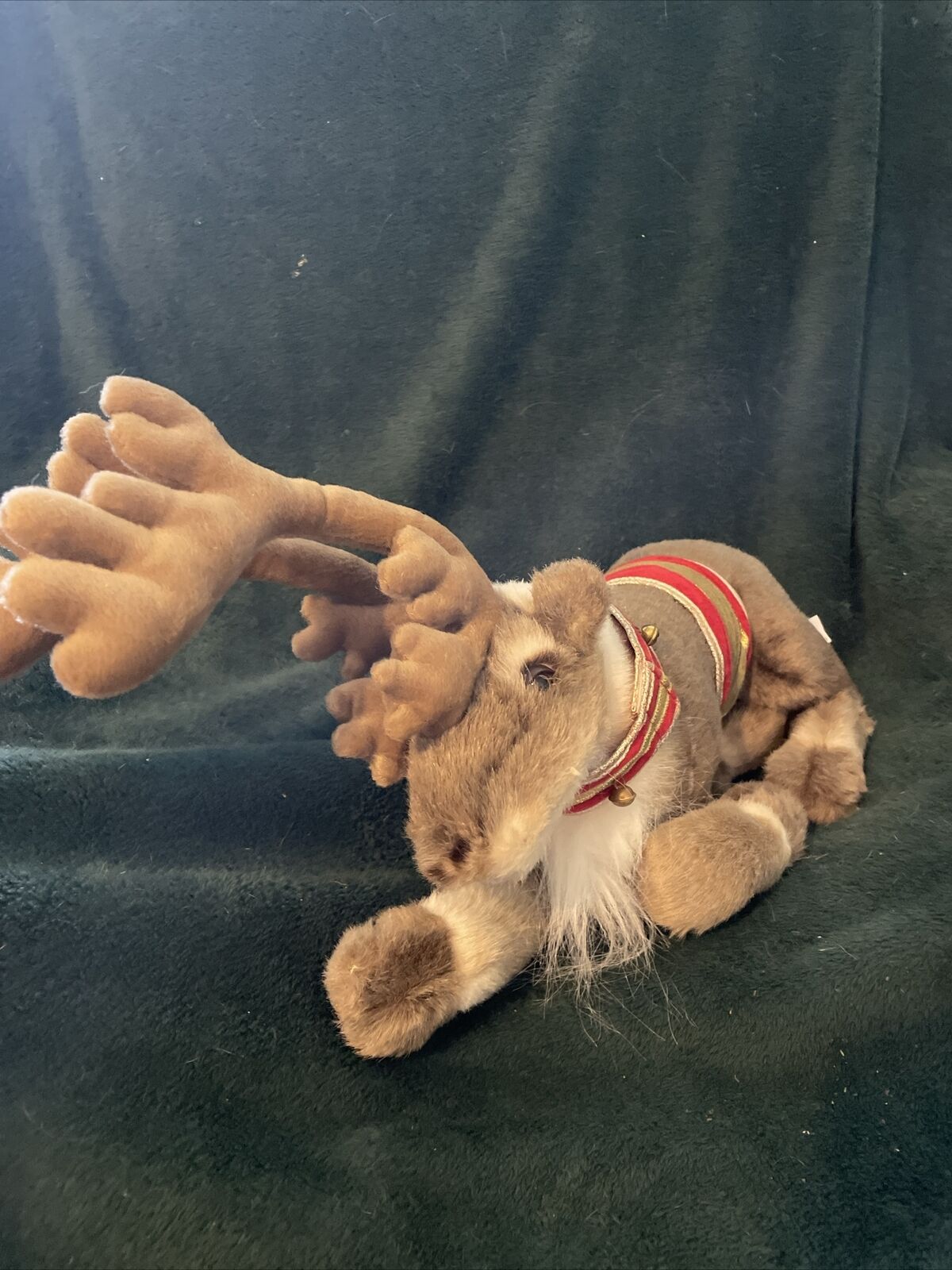 Sterling Inc. Plush Christmas Reindeer with Bells Laying Down