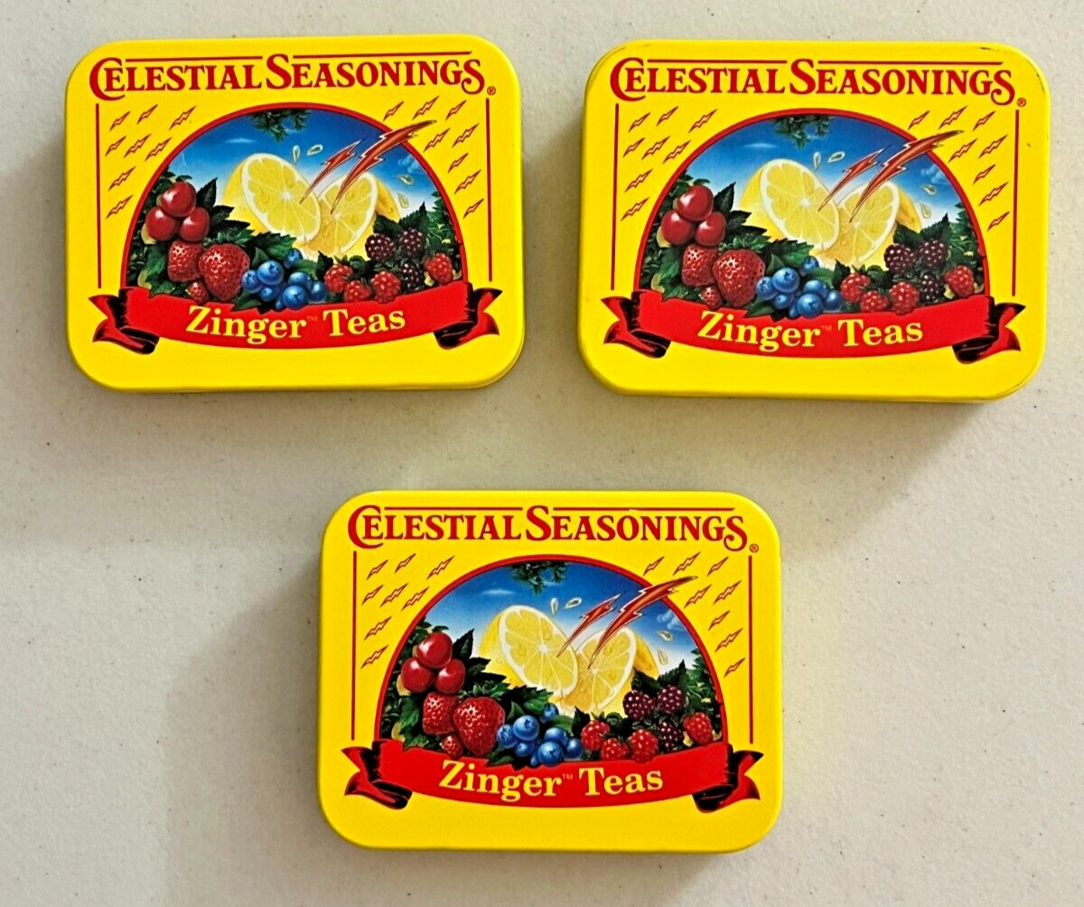 3 Celestial Seasonings Zinger Teas Yellow Fruit Mini Tins