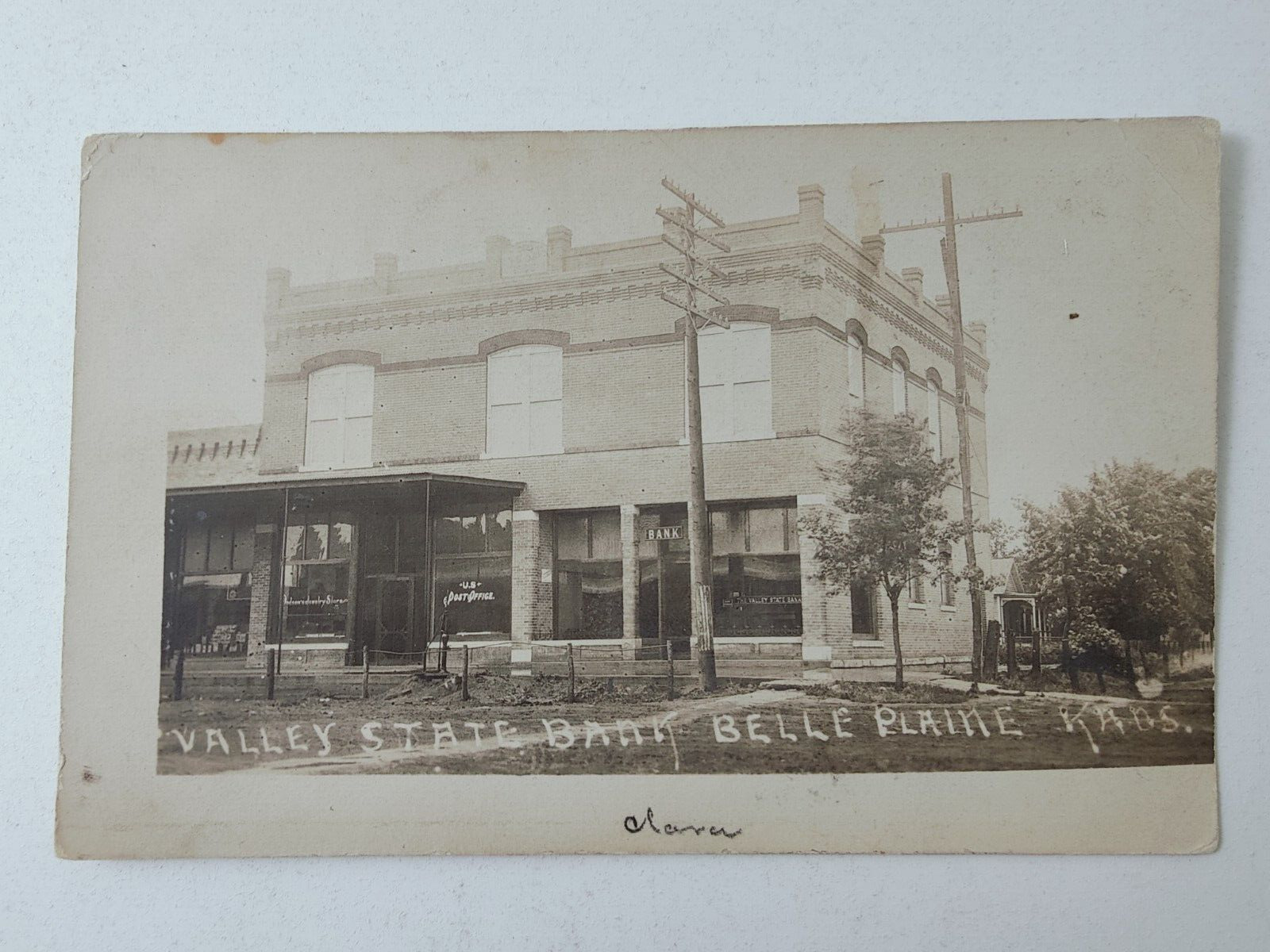 Vintage Souvenir Postcard Valley State Bank Belle Plaine KS Postmarked Ks