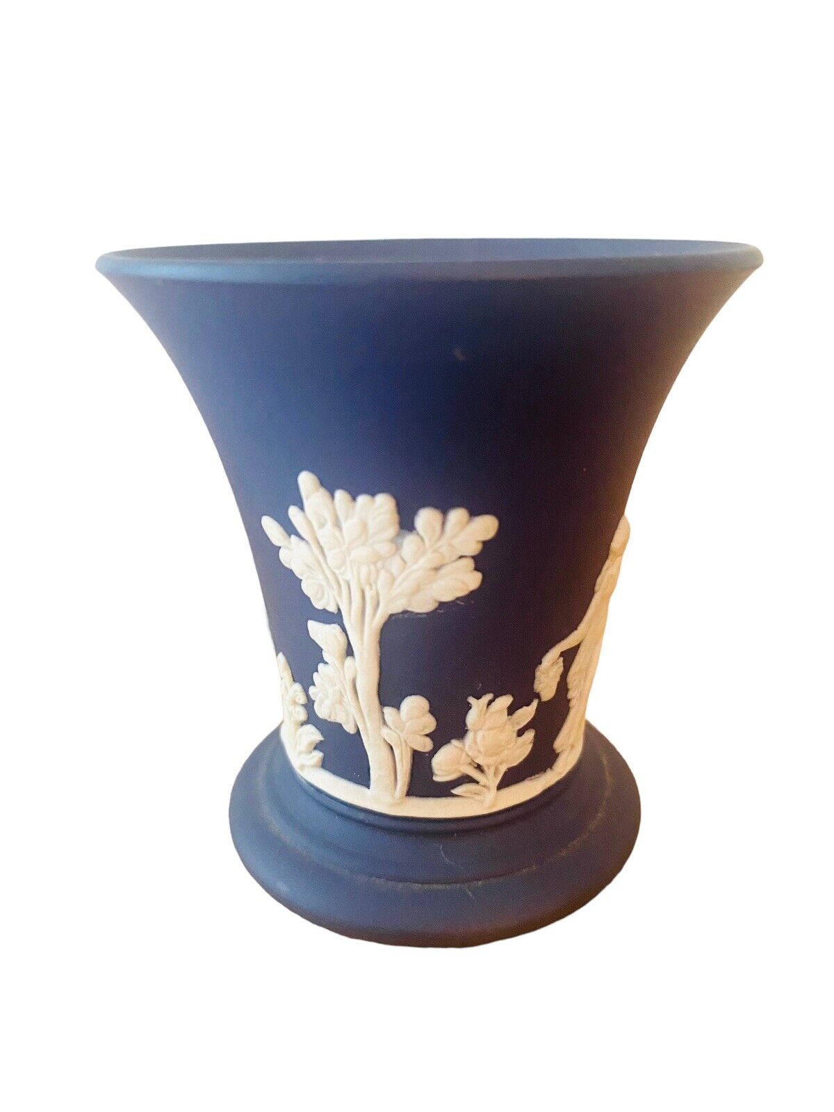 Wedgwood Jasperware Dark Blue Small Vase Rare 2.5 Inch High England