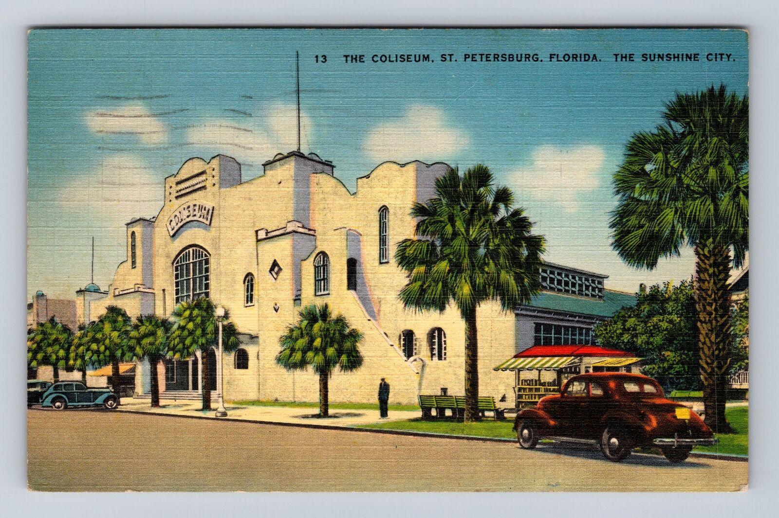St Petersburg FL- Florida, The Coliseum, Antique, Vintage c1942 Postcard