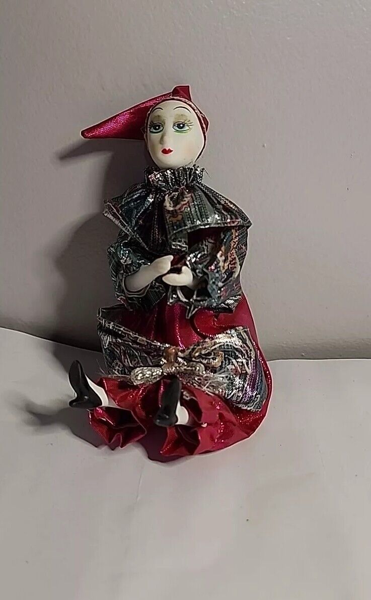 Vintage Harlequin Silver Metallic Woman  Doll Figurine