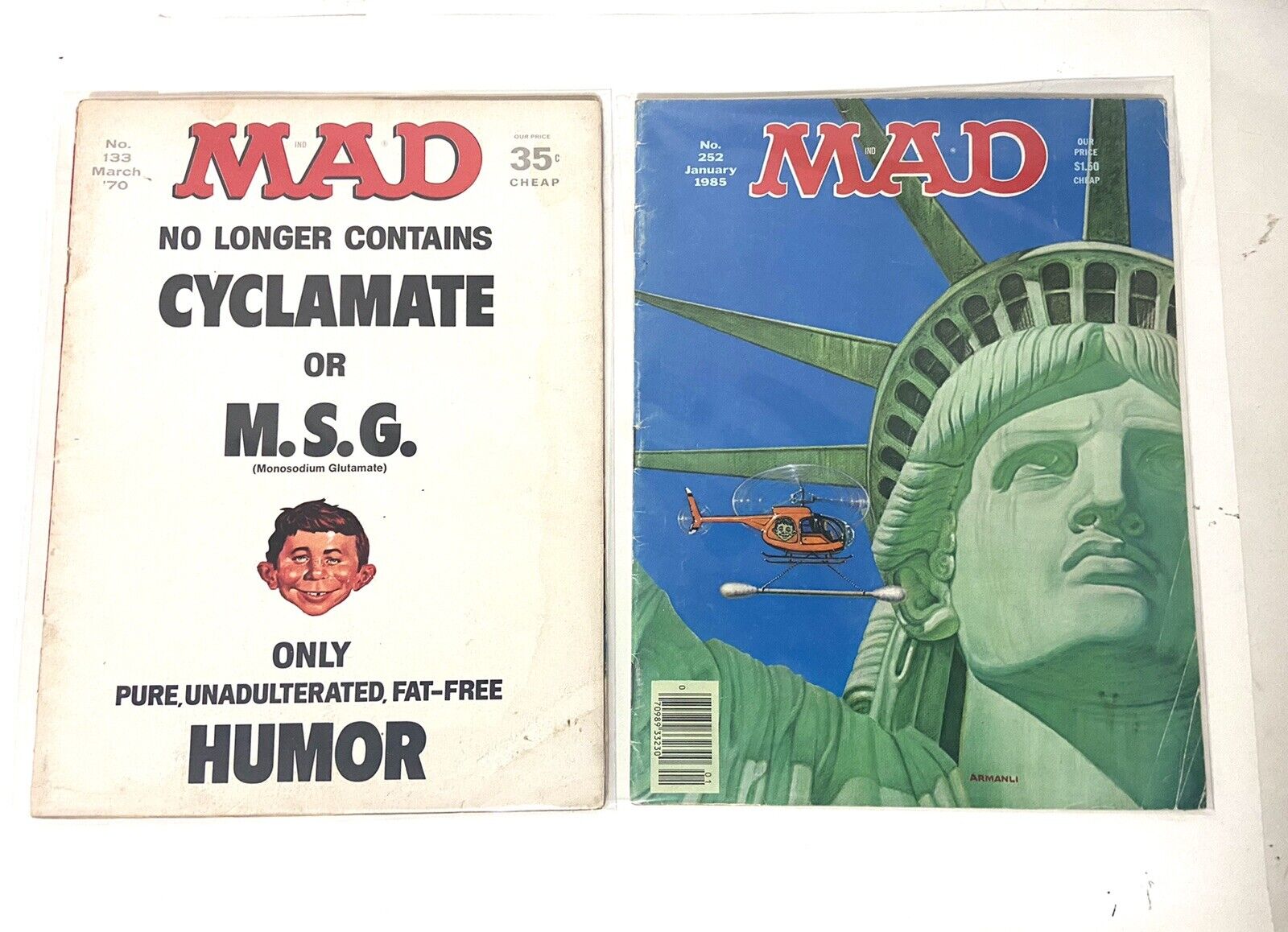 MAD Magazine #133 & #252 Vintage Magazines Lot Of 2 Jan 1985 - March 1970