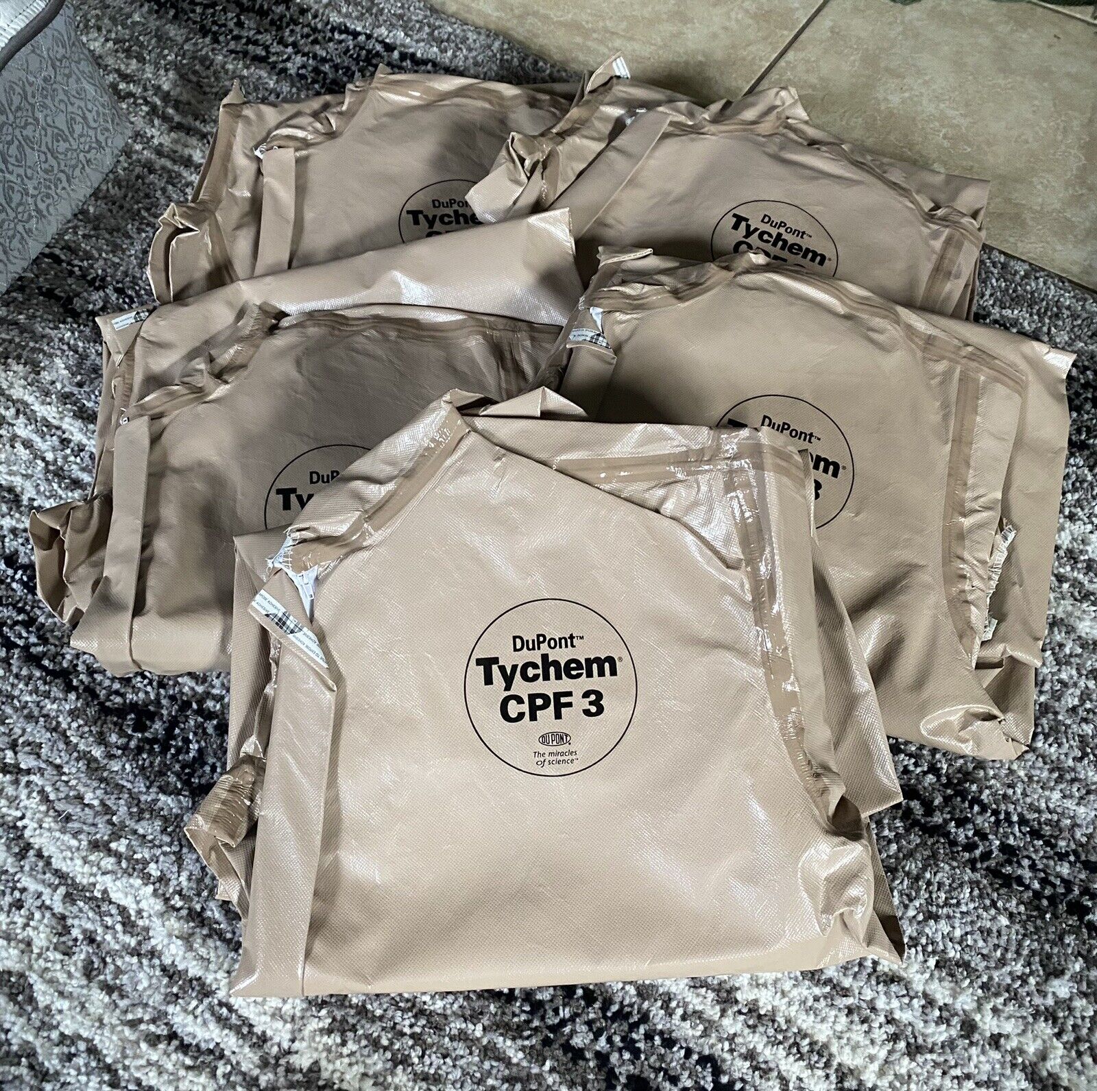 DuPont Tychem CPF3 Suit Tan No Booties x6 Units
