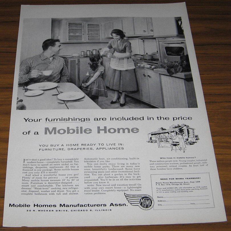 1958 VINTAGE AD~MOBILE HOMES MFRS ASSN~FAMILY,KITCHEN TRAILER 