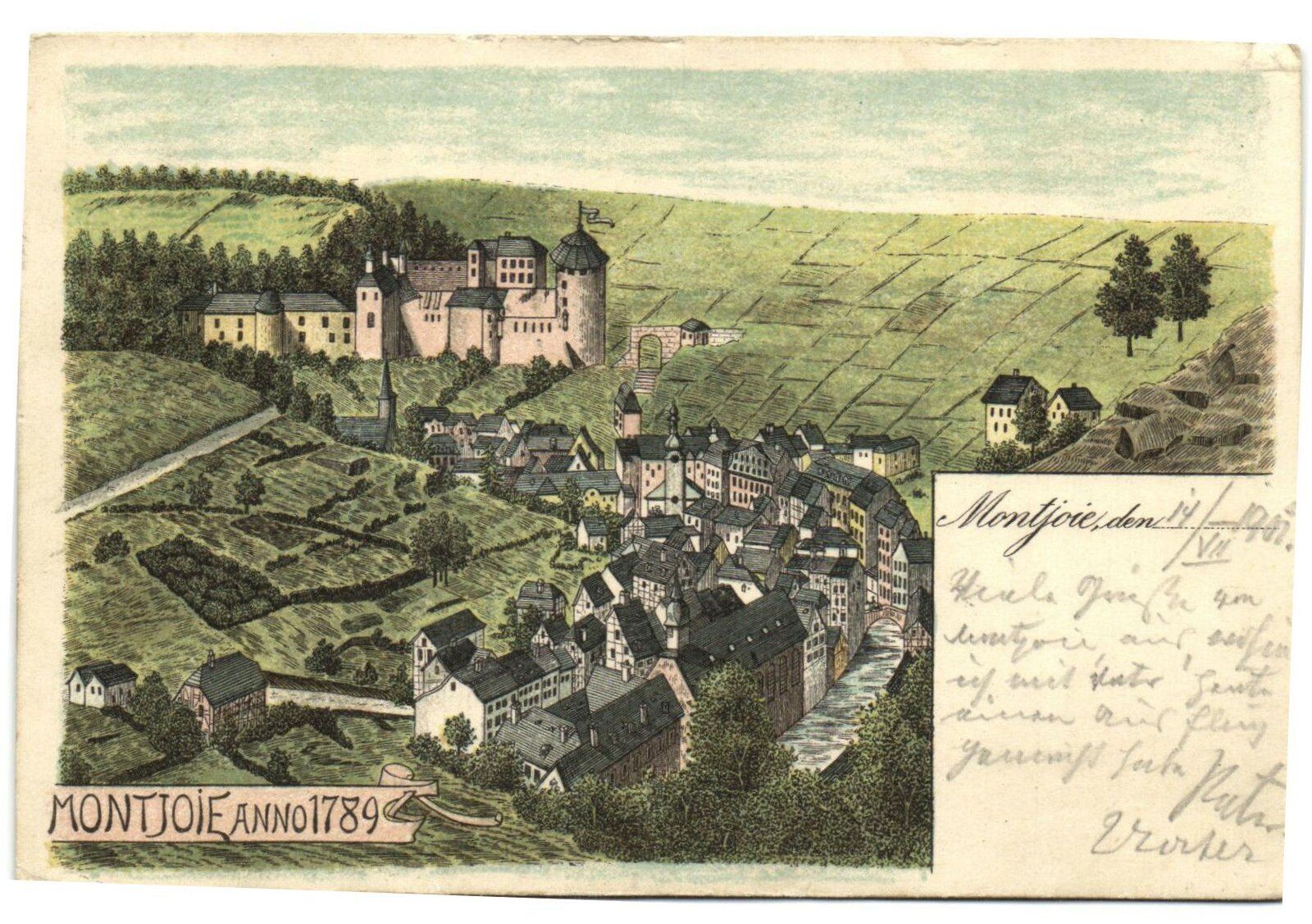 PC GERMANY, MONTJOIE YEAR 1789, Vintage LITHO Postcard (b31920)