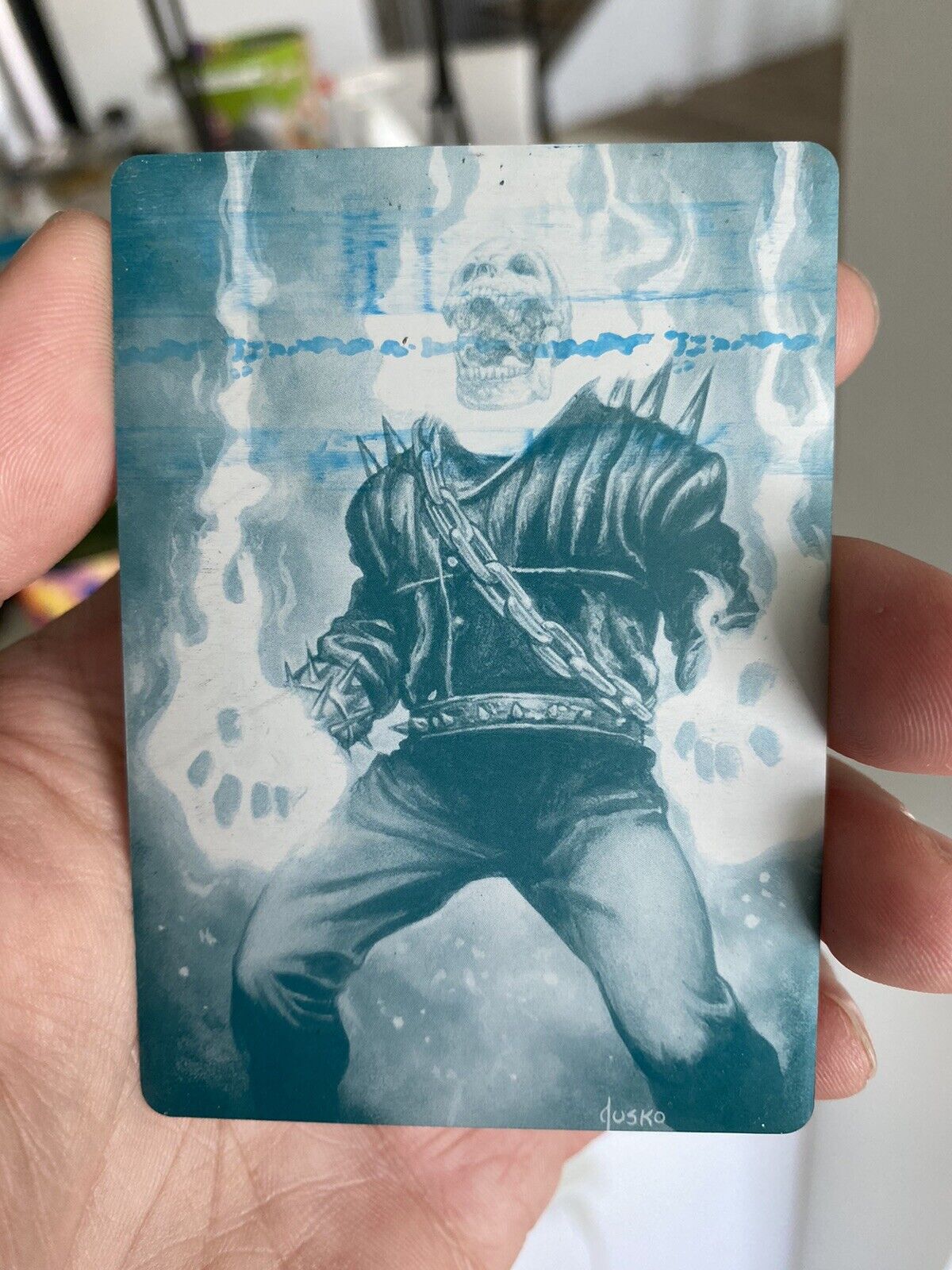 UD Marvel Masterpieces 2016 Ghost Rider Cyan Base Printing Plate 1 Of 1 🔥🔥