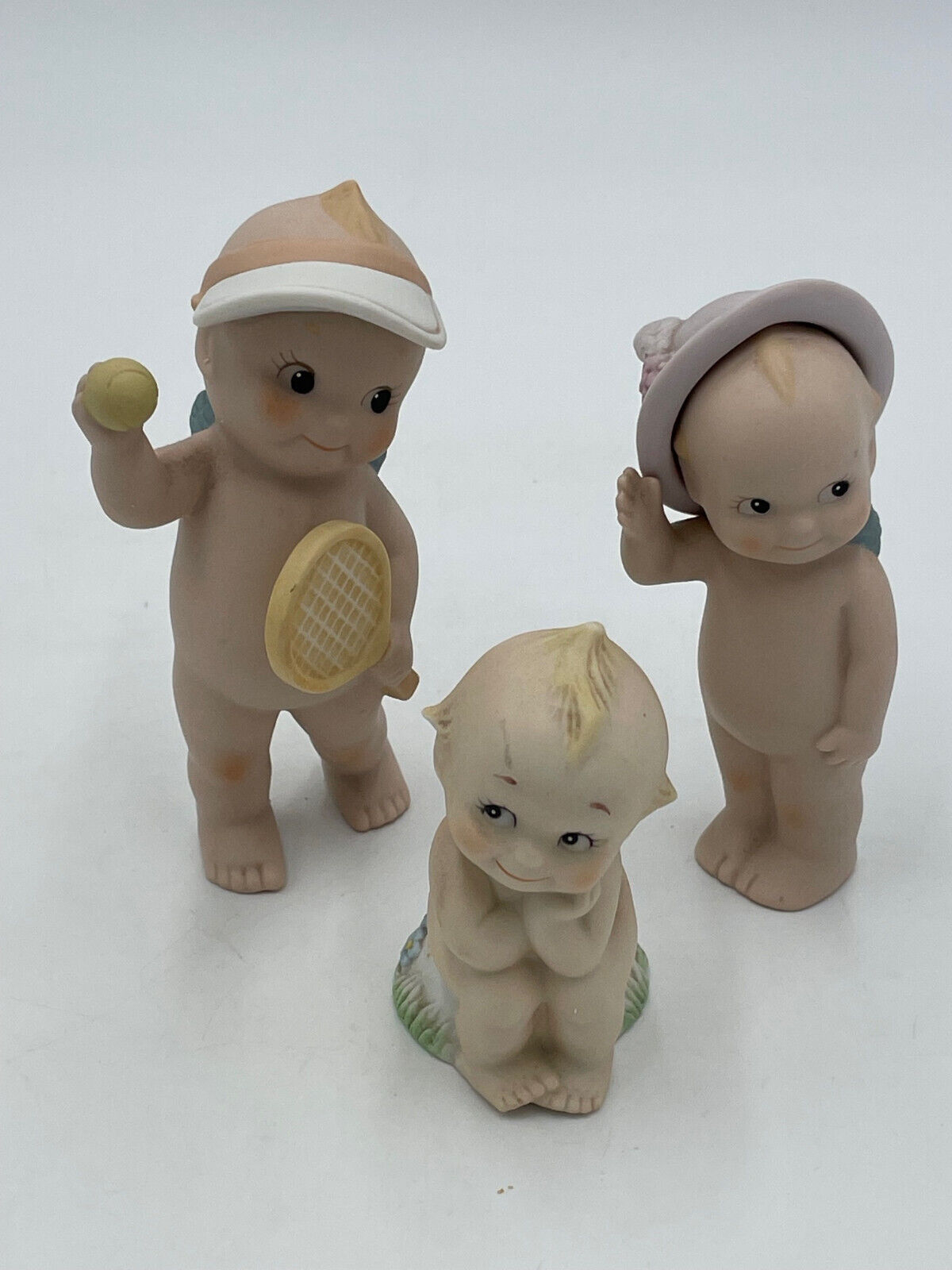 3 Vintage Jesco Kewpies Tennis With Hat Seated 1990s Figurines Collectible Decor