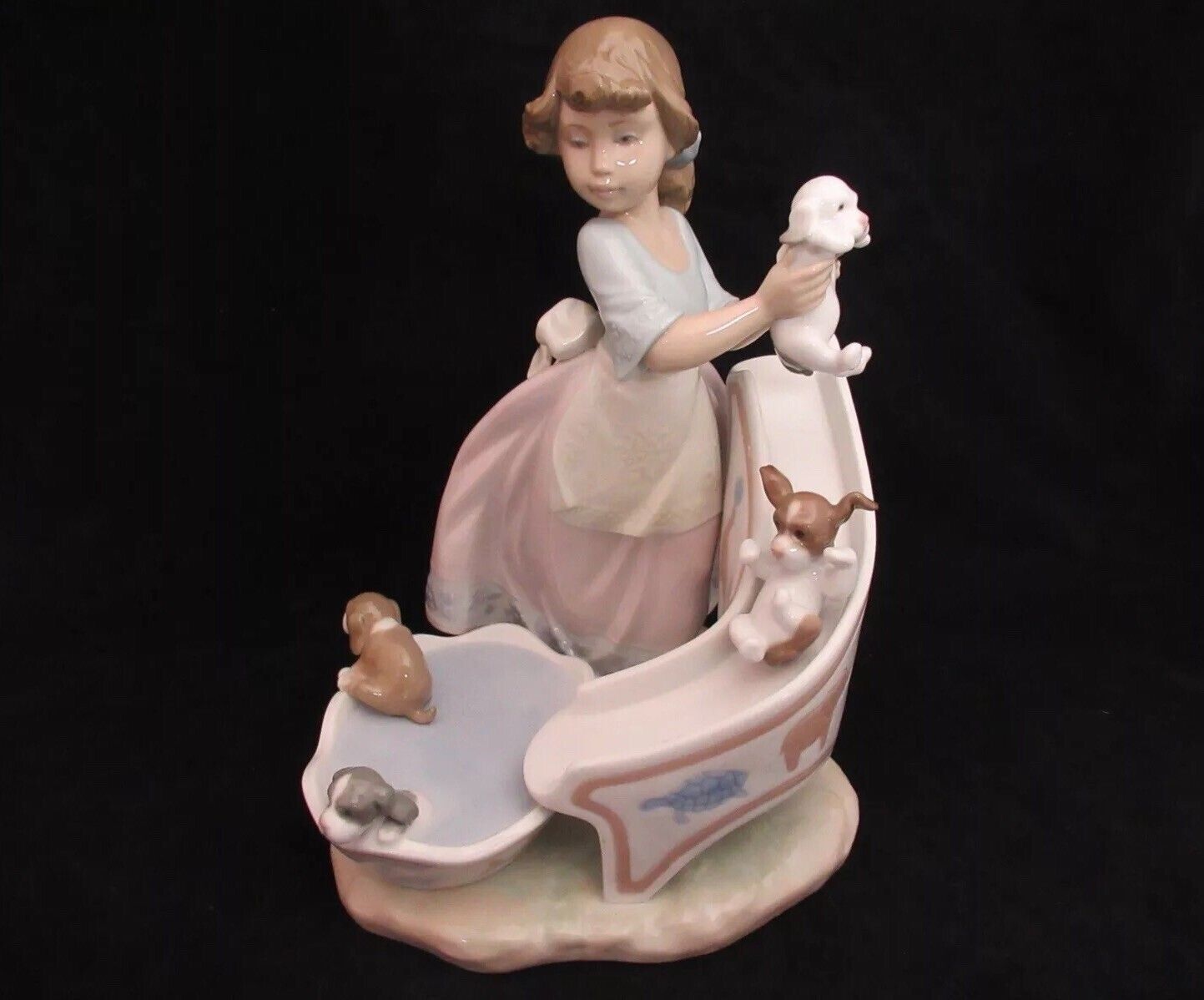 Lladro 6002 Down You Go-Puppies on a Water Slide, Retired Rare