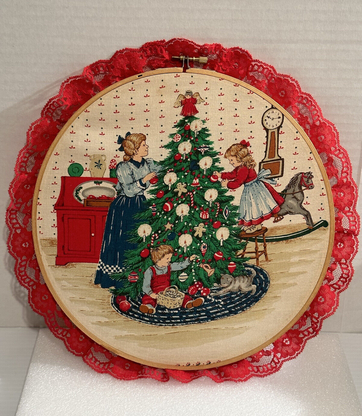 Vintage Christmas Embroidery Hoop Wall Decoration Christmas Tree Themed