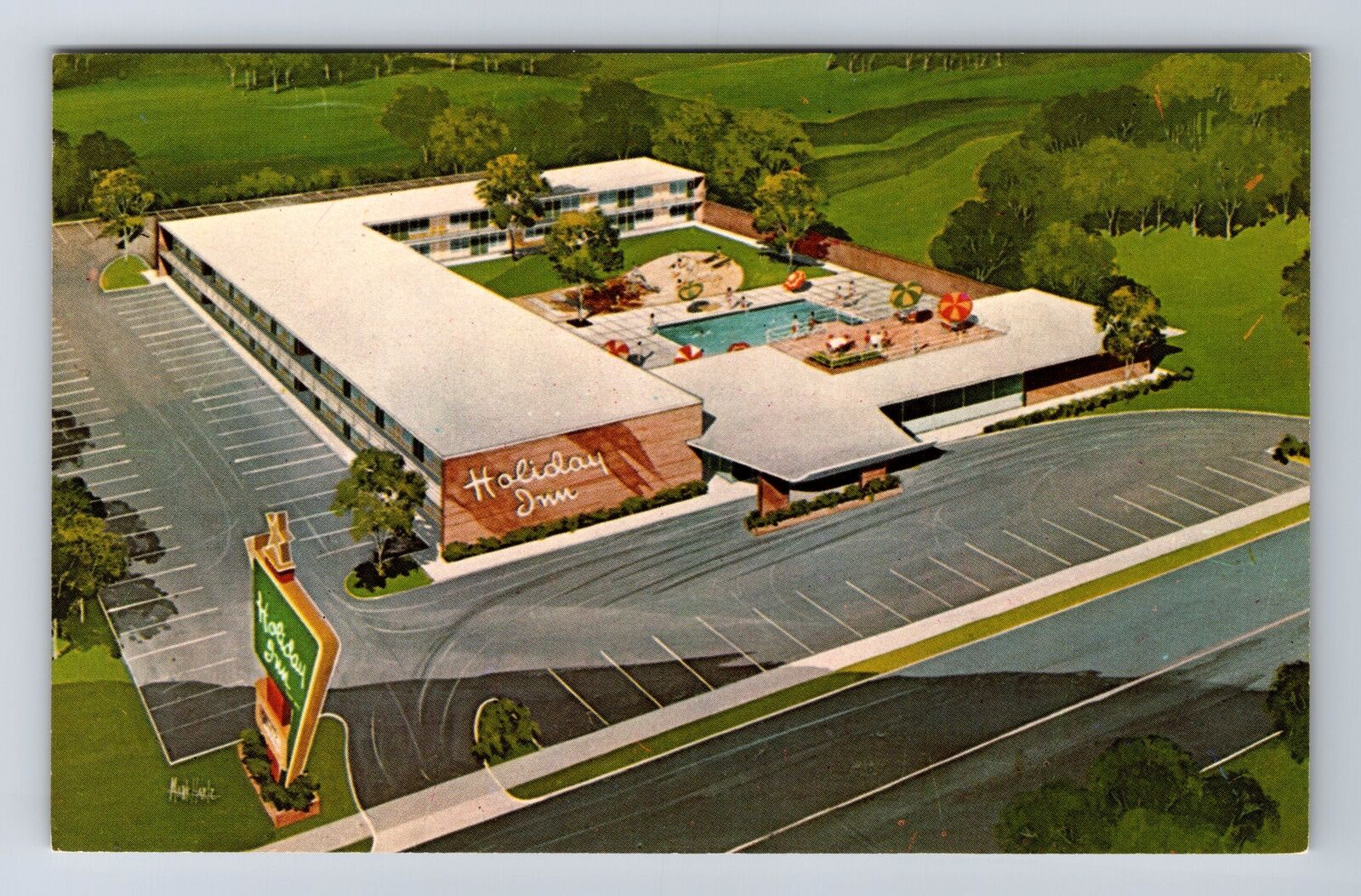 Idaho Falls ID-Idaho, Aerial Holiday Inn, Advertisement, Vintage Postcard