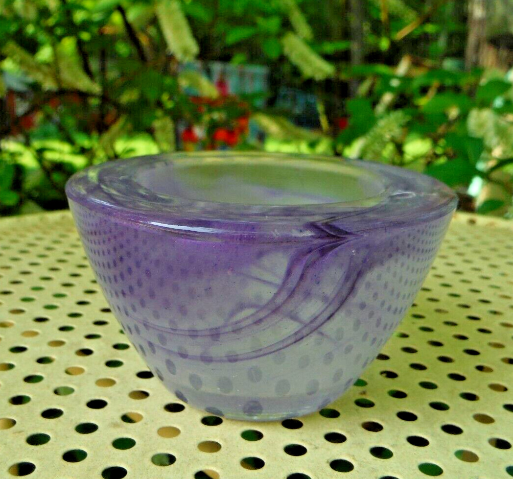Vintage Partylite Purple Swirl Glass Votive Candle Holder 2