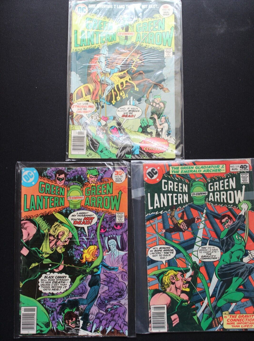 1976 Vintage DC Comic lot of 3x - *Green Lantern Co-Starring Green Arrow* 