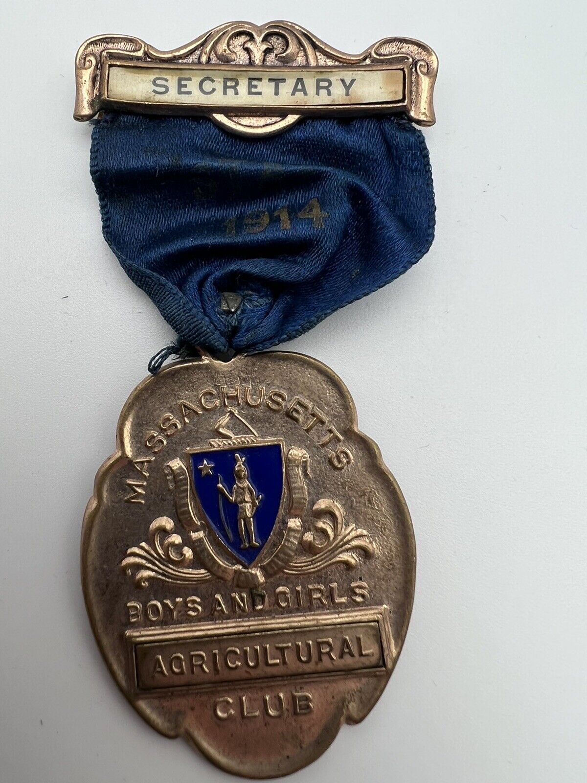 1914 MASSACHUSETTS BOYS AND GIRLS AGRICULTURAL CLUB STATE SECRETARY MEDAL K419