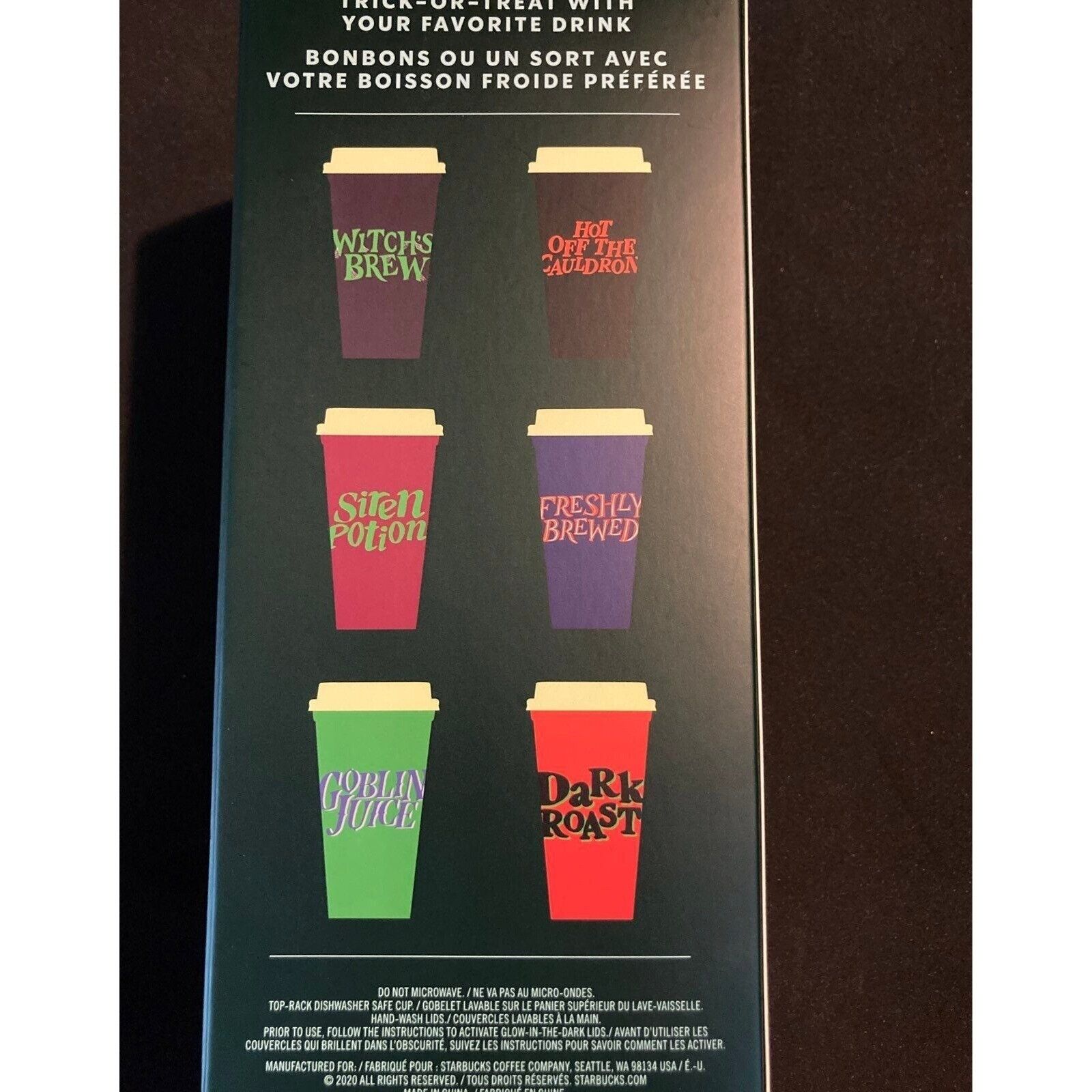Starbucks Halloween Hot Cups Glow In Dark Six 16 ounces cups