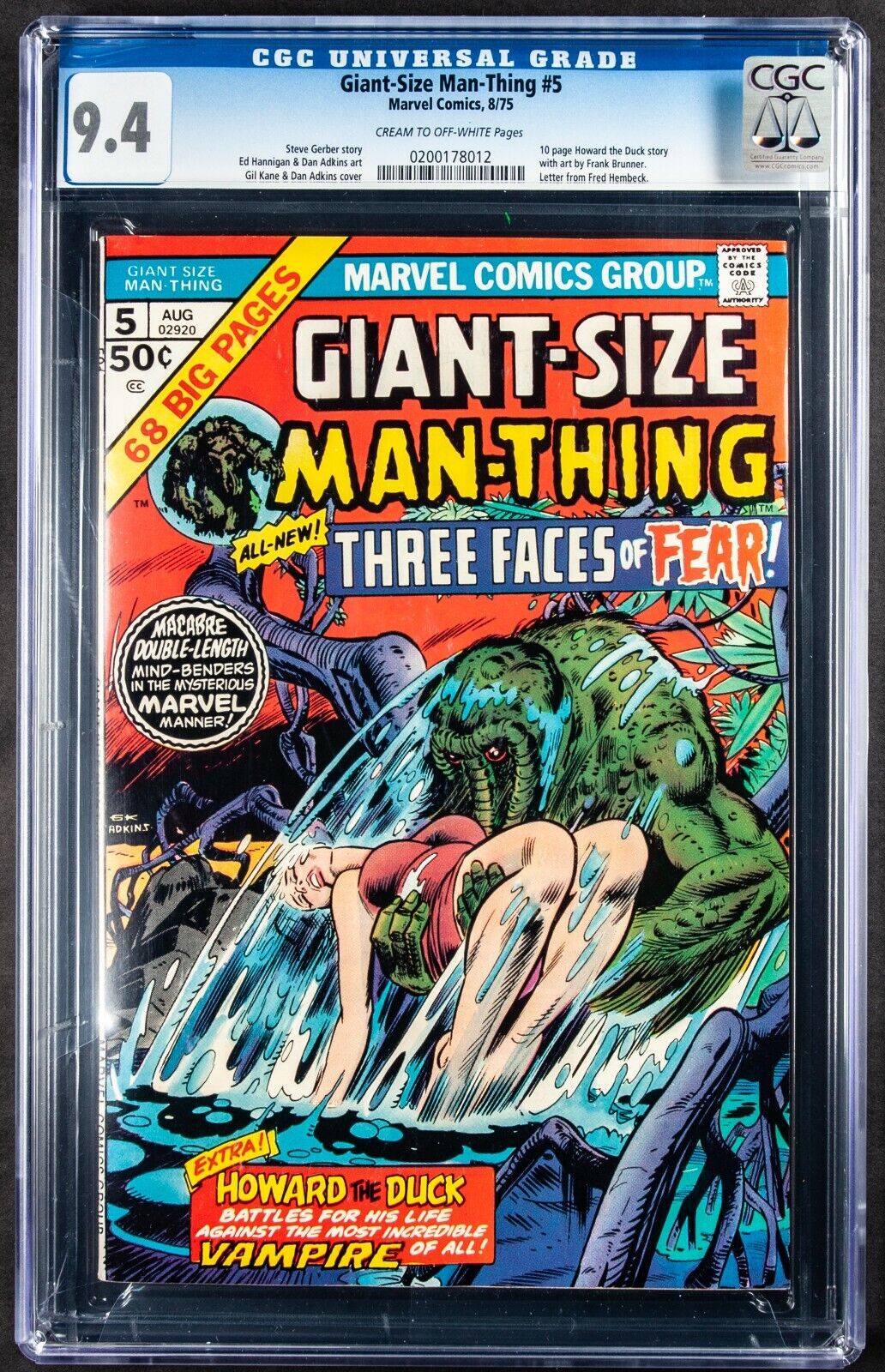 Giant Size Man-Thing #5 (Marvel, 1975) CGC NM 9.4 Cream to Off-White Pages