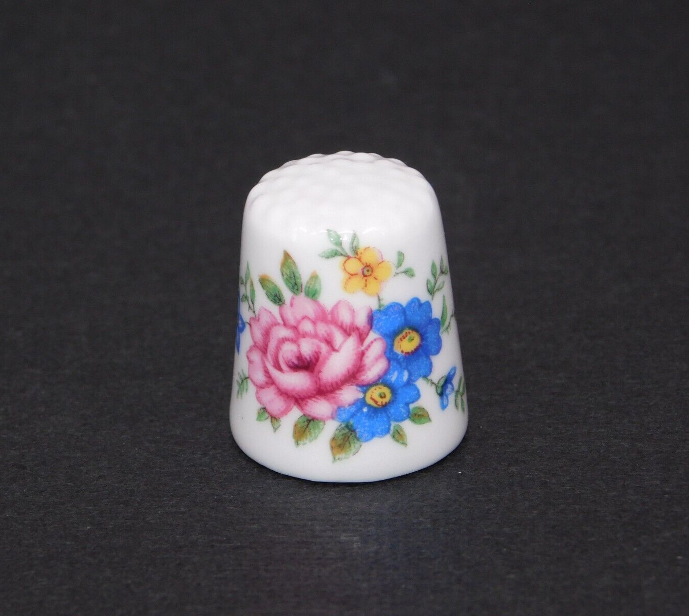 Vintage Signed Royal Windsor Made in England Floral Bone China Sewing Thimble
